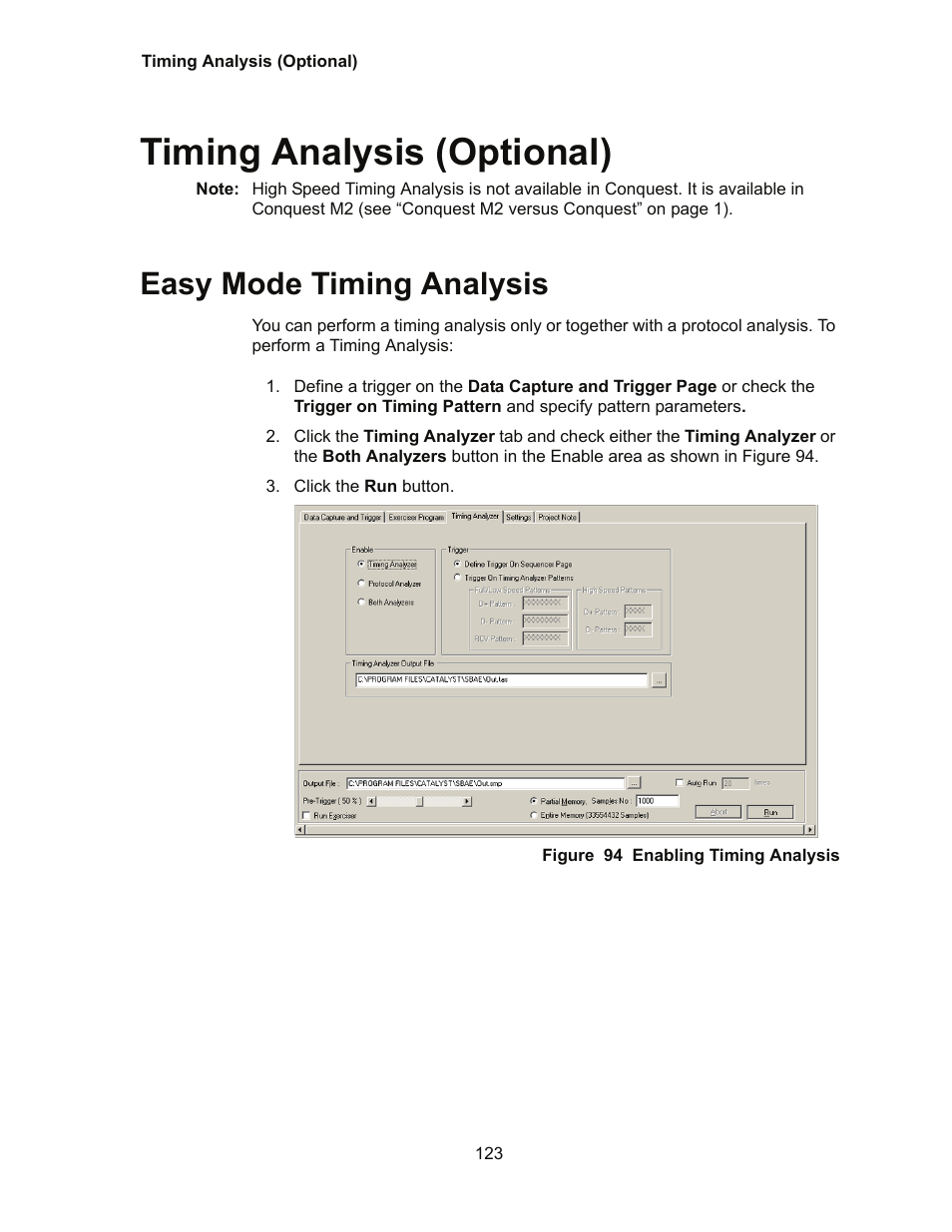Timing analysis (optional), Easy mode timing analysis | Teledyne LeCroy Conquest User Manual - Users Manual User Manual | Page 133 / 258