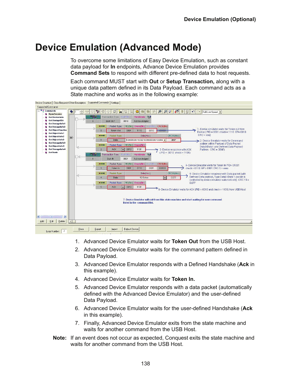 Device emulation (advanced mode) | Teledyne LeCroy Conquest User Manual - Users Manual User Manual | Page 148 / 258