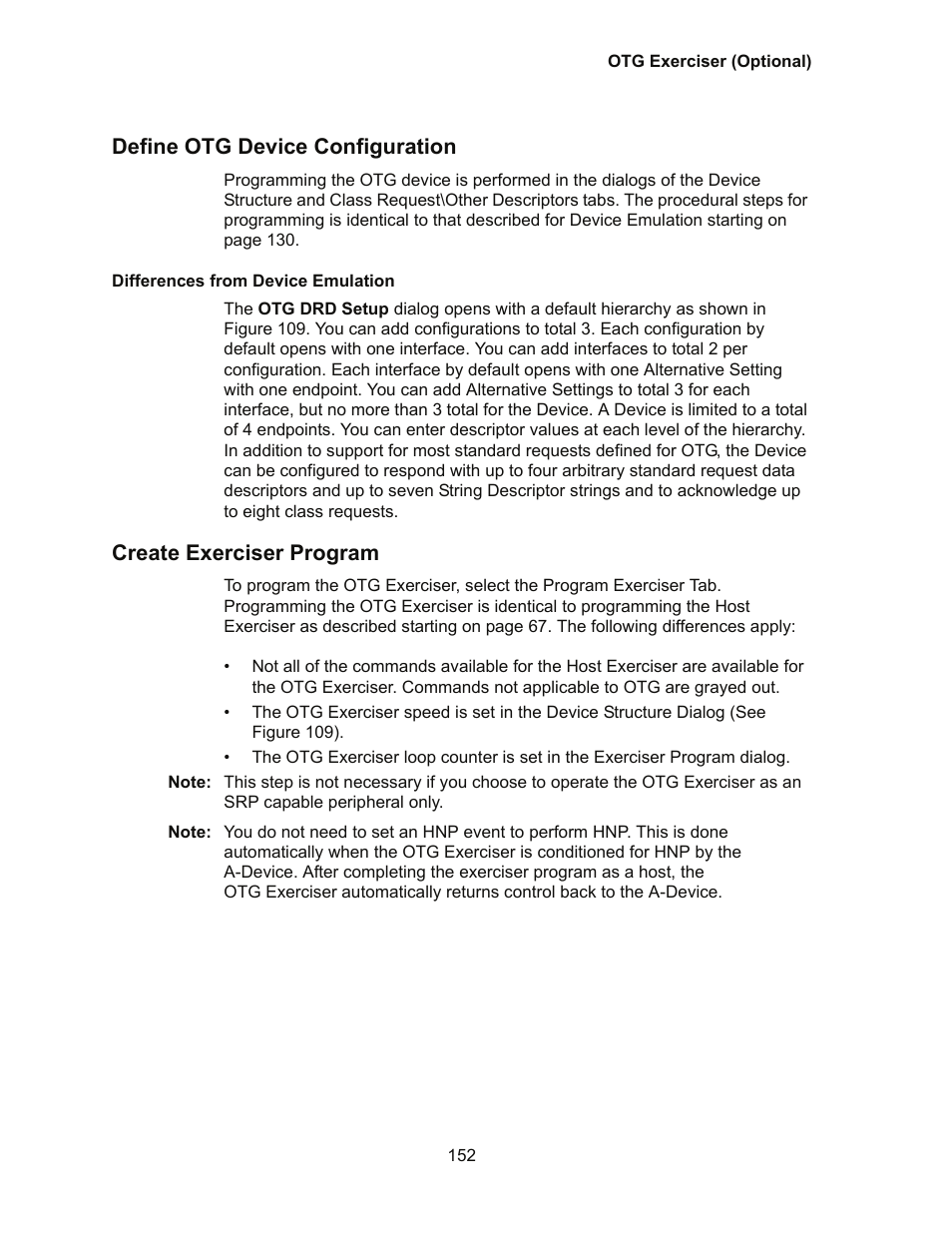 Define otg device configuration, Create exerciser program | Teledyne LeCroy Conquest User Manual - Users Manual User Manual | Page 162 / 258