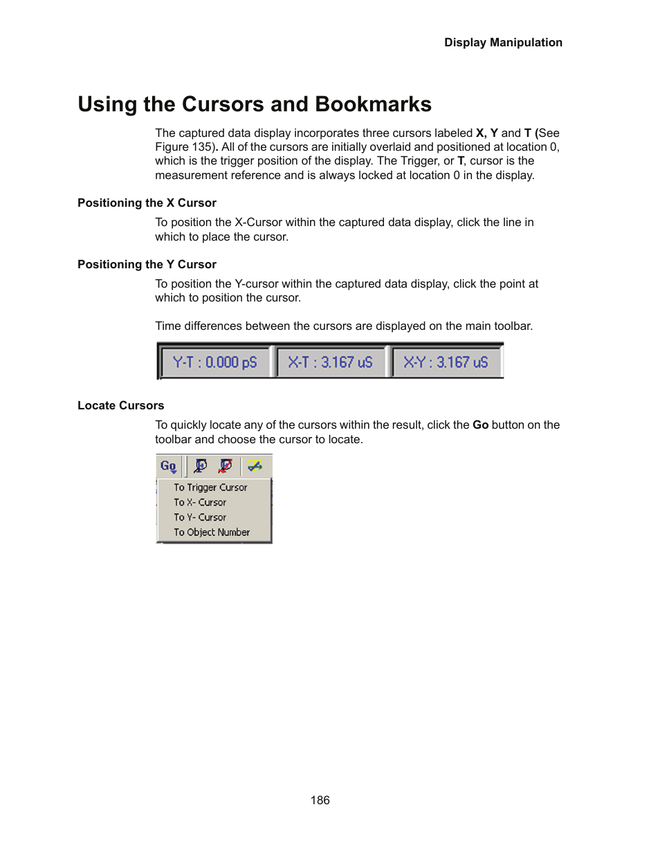 Using the cursors and bookmarks | Teledyne LeCroy Conquest User Manual - Users Manual User Manual | Page 196 / 258