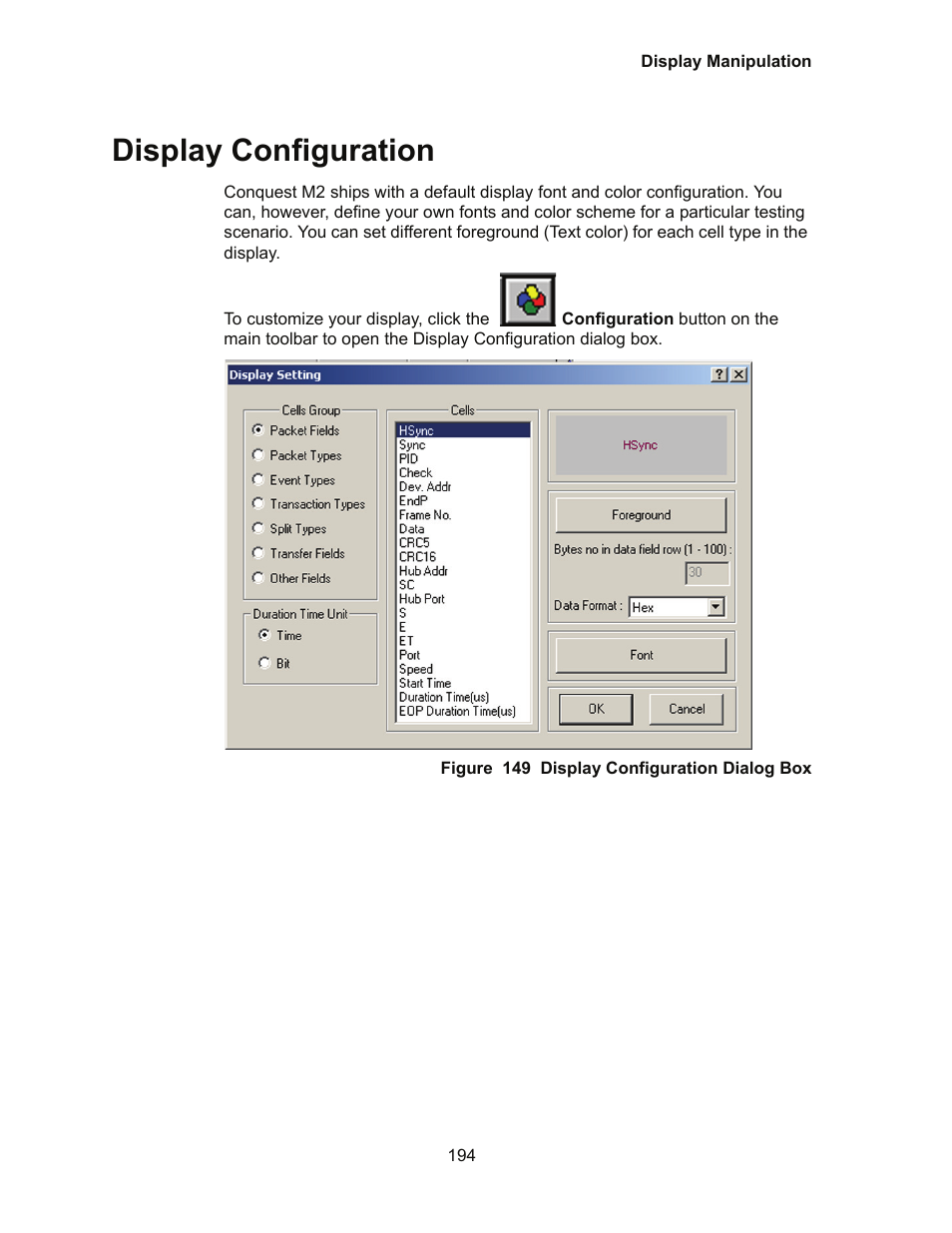 Display configuration | Teledyne LeCroy Conquest User Manual - Users Manual User Manual | Page 204 / 258