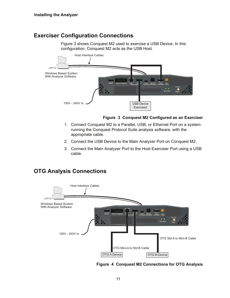 Exerciser configuration connections, Otg analysis connections | Teledyne LeCroy Conquest User Manual - Users Manual User Manual | Page 21 / 258