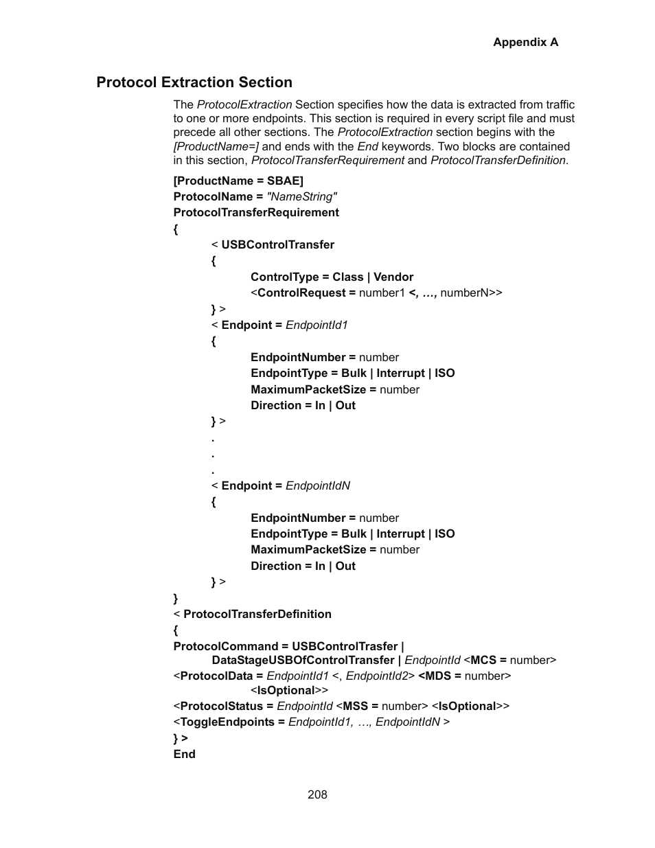 Protocol extraction section | Teledyne LeCroy Conquest User Manual - Users Manual User Manual | Page 218 / 258