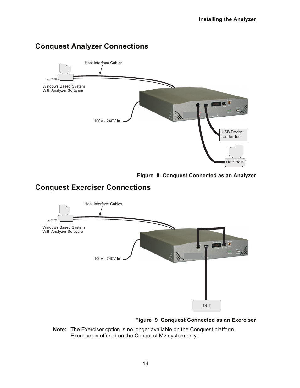 Conquest analyzer connections, Conquest exerciser connections | Teledyne LeCroy Conquest User Manual - Users Manual User Manual | Page 24 / 258