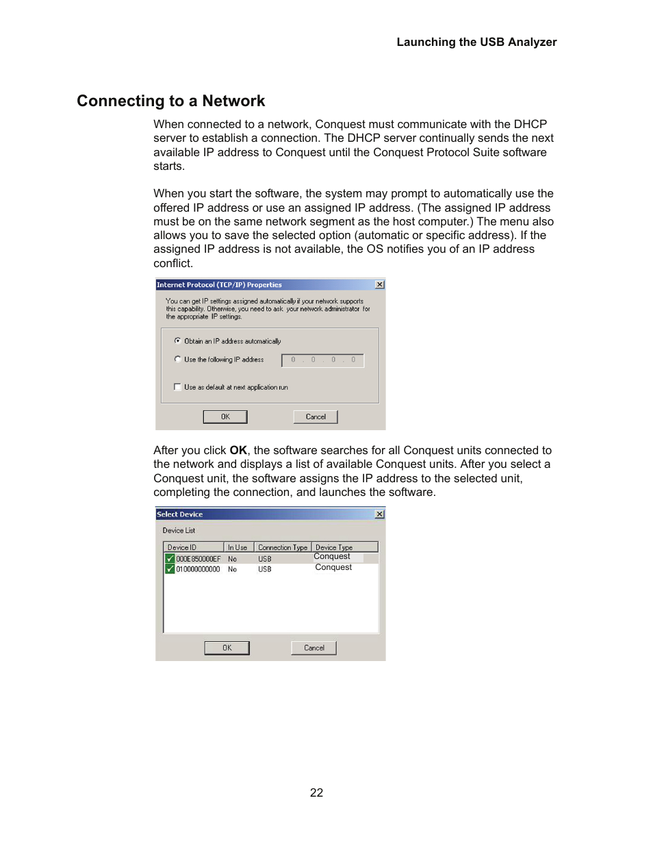 Connecting to a network | Teledyne LeCroy Conquest User Manual - Users Manual User Manual | Page 32 / 258