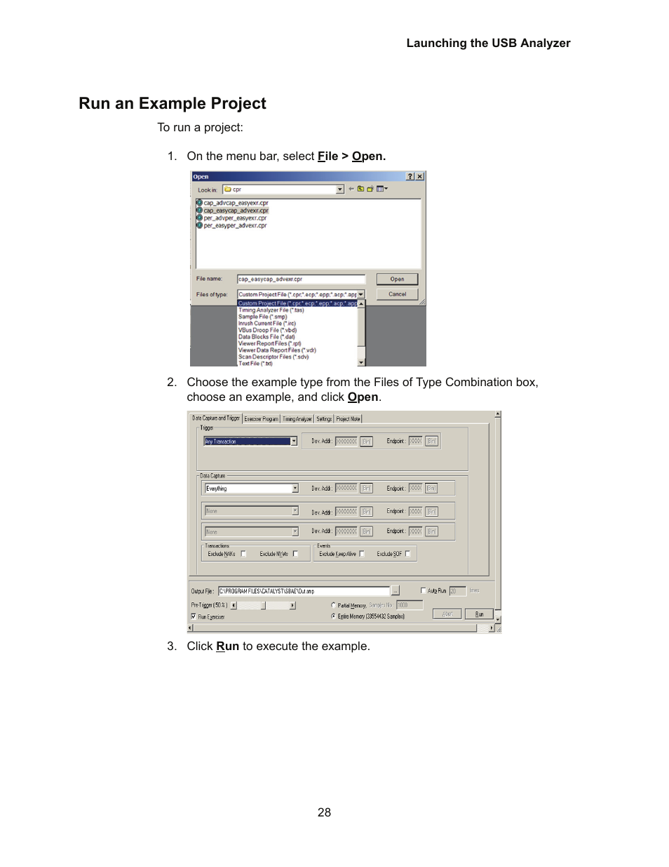 Run an example project | Teledyne LeCroy Conquest User Manual - Users Manual User Manual | Page 38 / 258