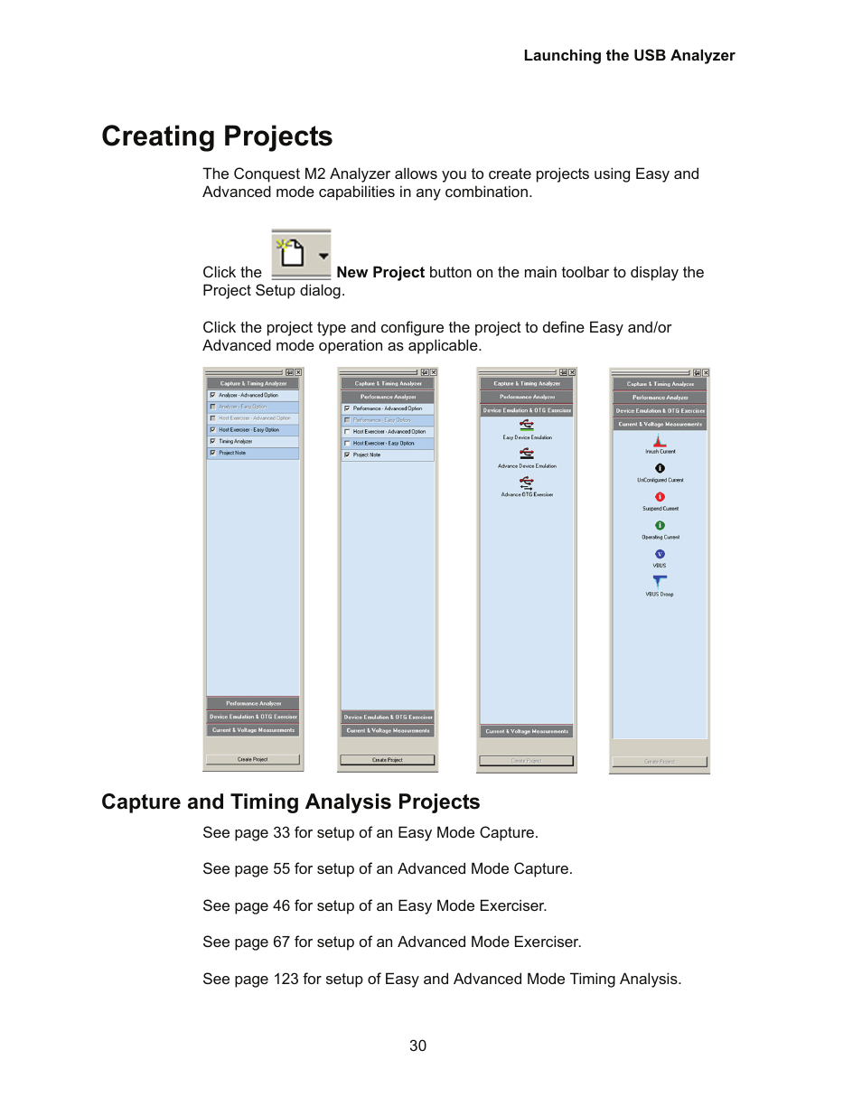 Creating projects, Capture and timing analysis projects | Teledyne LeCroy Conquest User Manual - Users Manual User Manual | Page 40 / 258