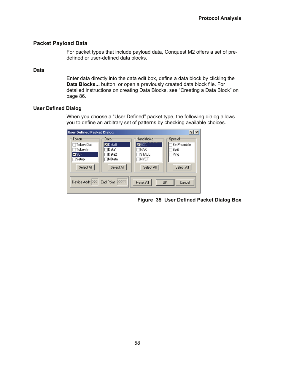 Packet payload data | Teledyne LeCroy Conquest User Manual - Users Manual User Manual | Page 68 / 258