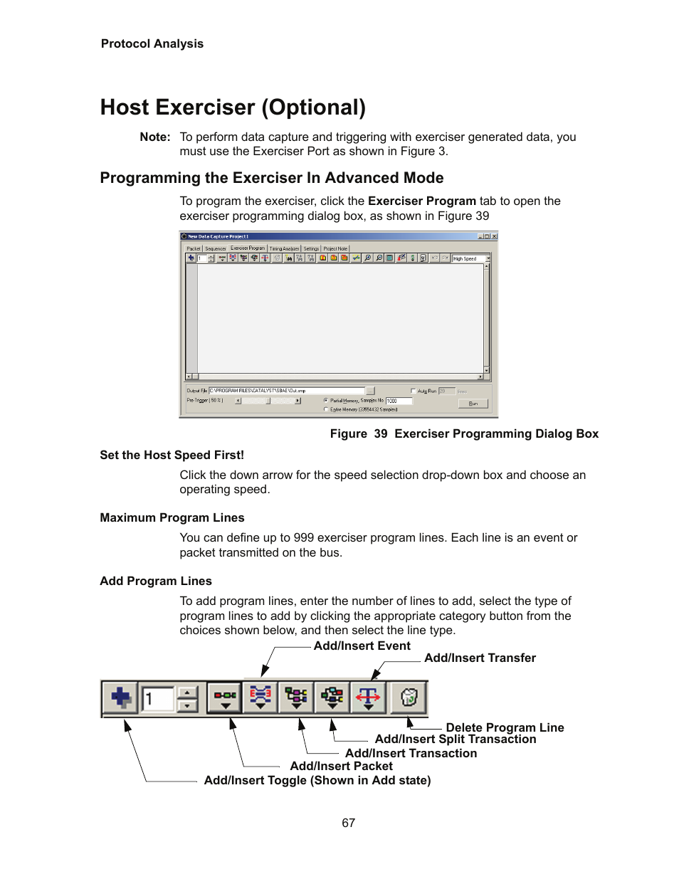 Host exerciser (optional), Programming the exerciser in advanced mode | Teledyne LeCroy Conquest User Manual - Users Manual User Manual | Page 77 / 258