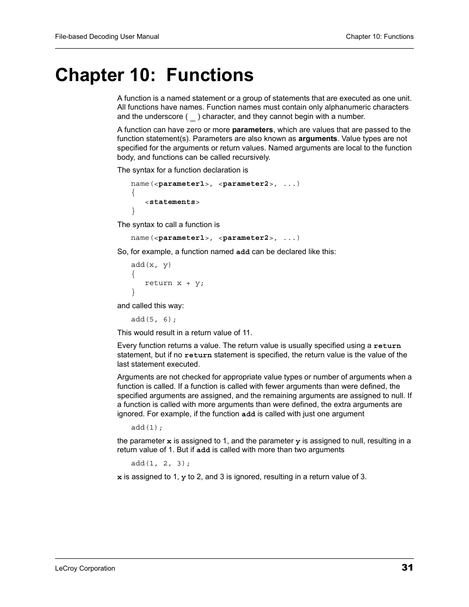 Chapter 10: functions, Chapter 10 functions | Teledyne LeCroy LeCroy Analyzers File Based Decoding Manual User Manual | Page 37 / 82