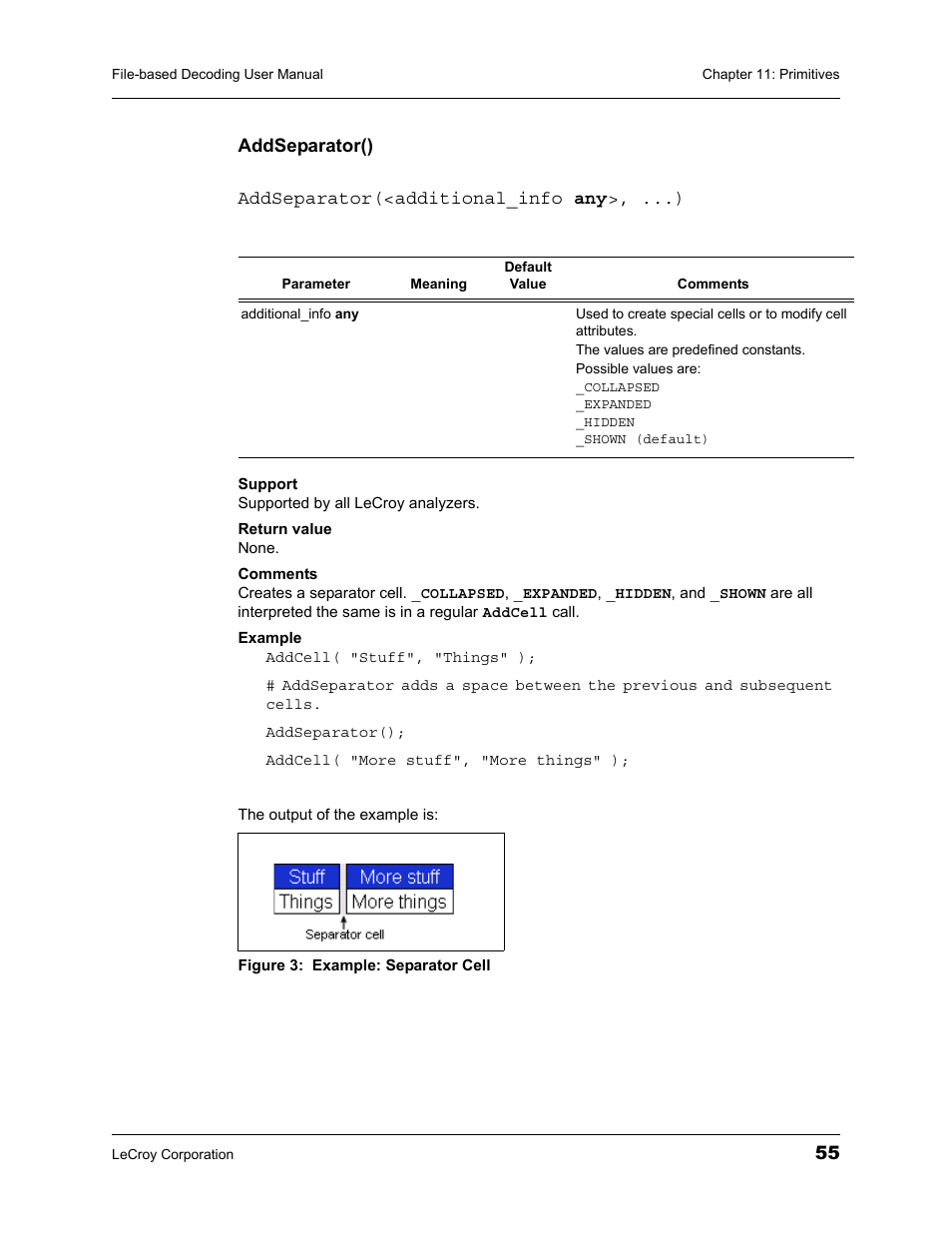 Example: separator cell | Teledyne LeCroy LeCroy Analyzers File Based Decoding Manual User Manual | Page 61 / 82