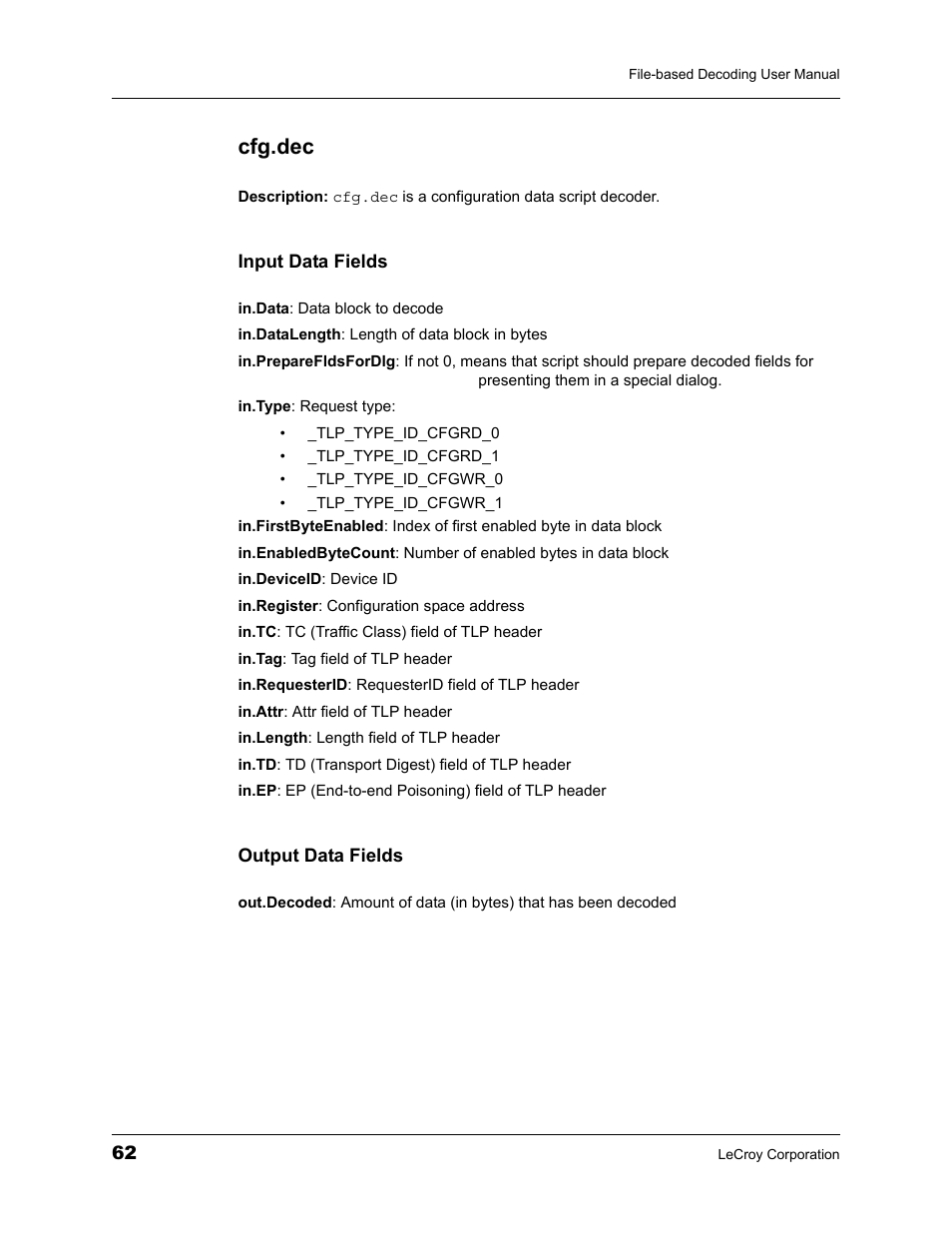 Cfg.dec | Teledyne LeCroy LeCroy Analyzers File Based Decoding Manual User Manual | Page 68 / 82