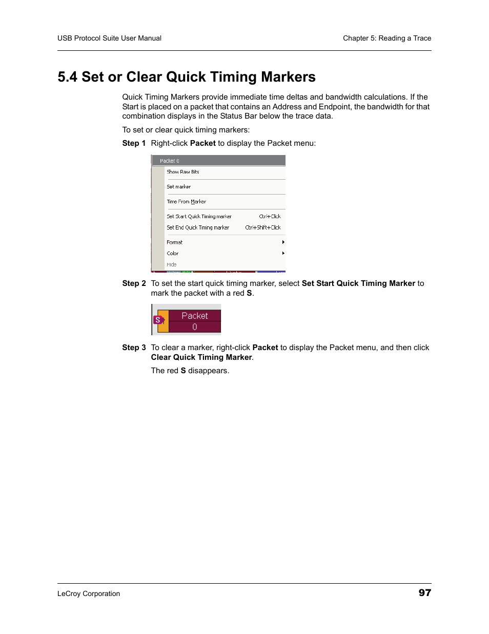 4 set or clear quick timing markers | Teledyne LeCroy USBTracer_Trainer - Users Manual User Manual | Page 111 / 388