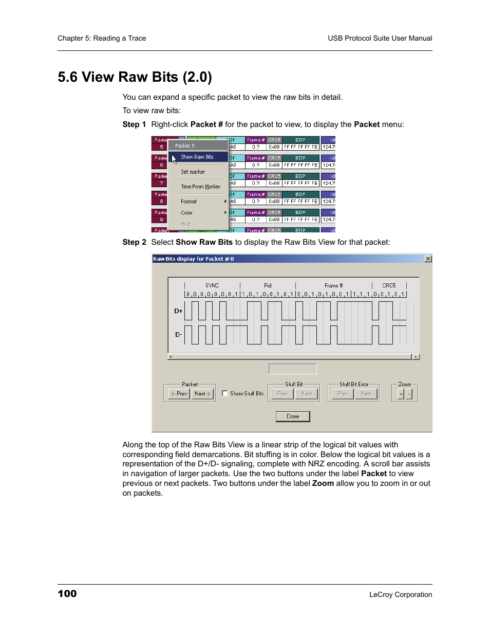 6 view raw bits (2.0) | Teledyne LeCroy USBTracer_Trainer - Users Manual User Manual | Page 114 / 388