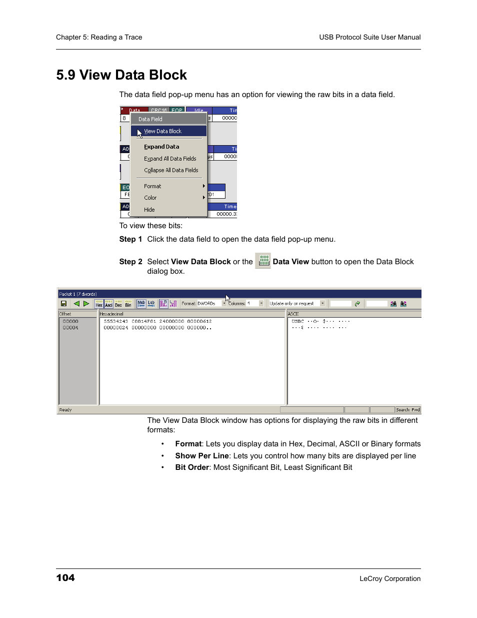 9 view data block | Teledyne LeCroy USBTracer_Trainer - Users Manual User Manual | Page 118 / 388