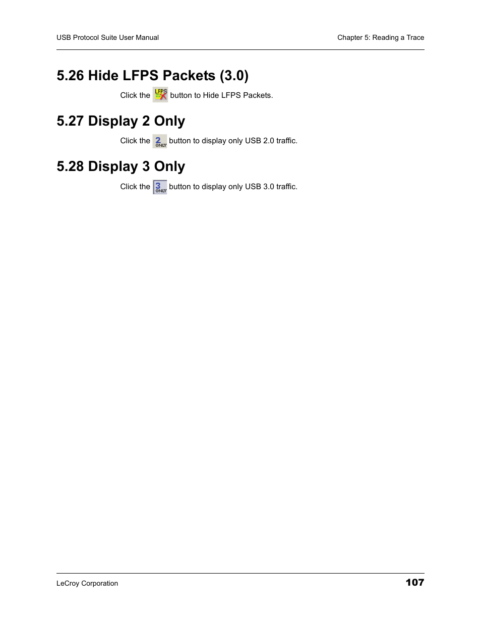 26 hide lfps packets (3.0), 27 display 2 only, 28 display 3 only | Teledyne LeCroy USBTracer_Trainer - Users Manual User Manual | Page 121 / 388