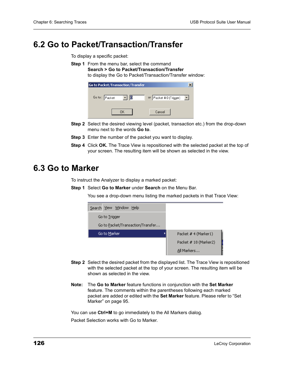 2 go to packet/transaction/transfer, 3 go to marker | Teledyne LeCroy USBTracer_Trainer - Users Manual User Manual | Page 140 / 388