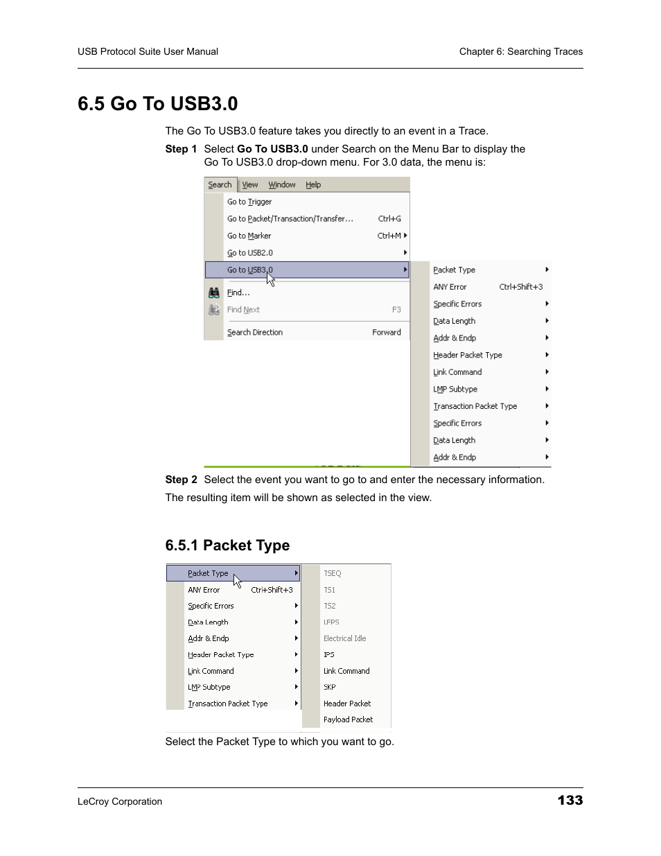 5 go to usb3.0, 1 packet type | Teledyne LeCroy USBTracer_Trainer - Users Manual User Manual | Page 147 / 388