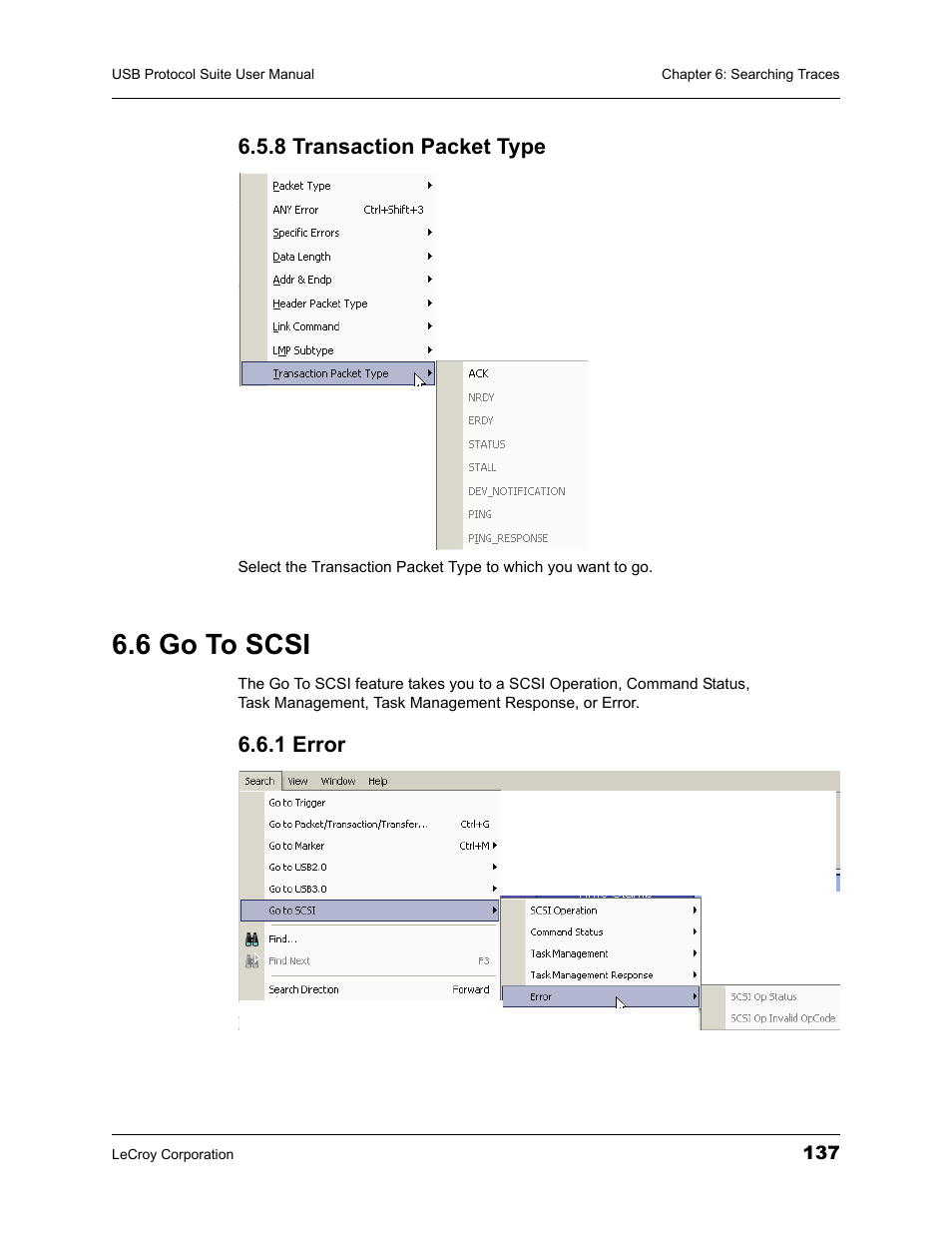 8 transaction packet type, 6 go to scsi, 1 error | Teledyne LeCroy USBTracer_Trainer - Users Manual User Manual | Page 151 / 388