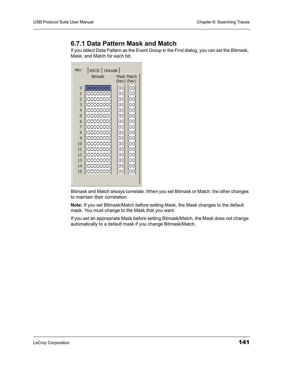 1 data pattern mask and match | Teledyne LeCroy USBTracer_Trainer - Users Manual User Manual | Page 155 / 388