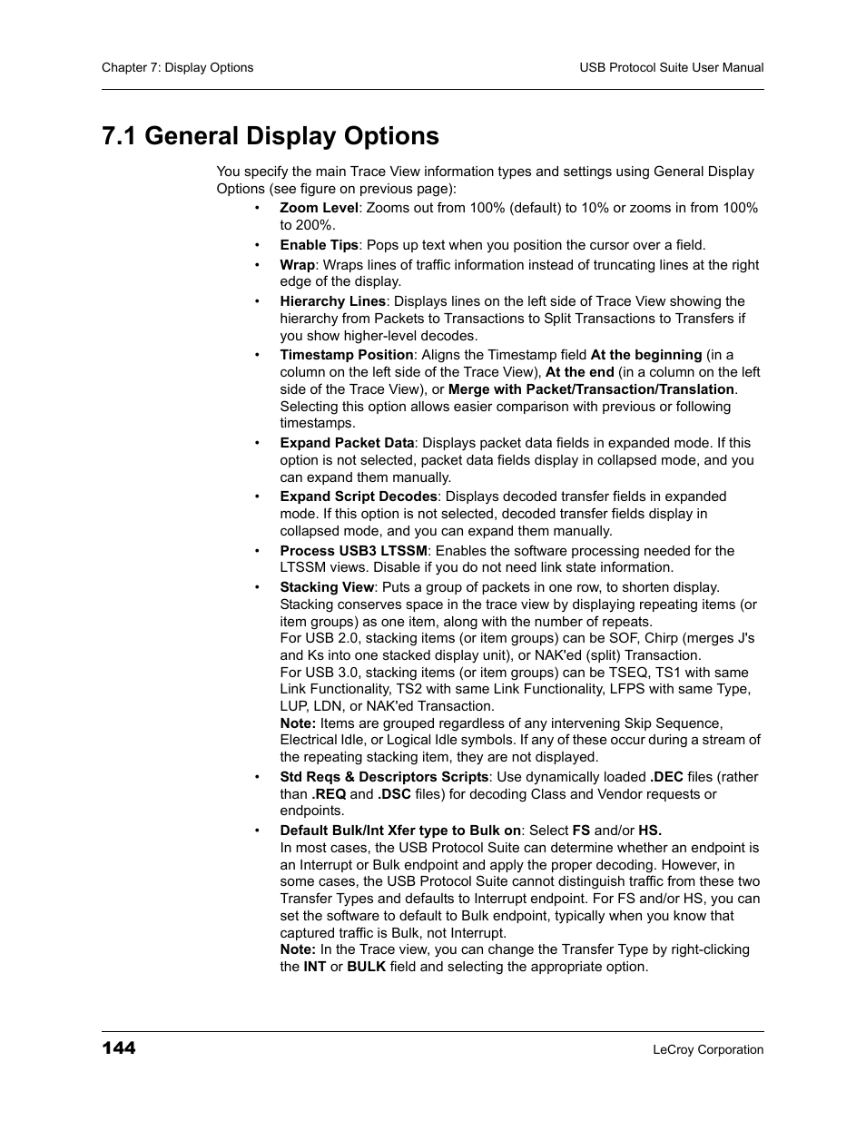 1 general display options | Teledyne LeCroy USBTracer_Trainer - Users Manual User Manual | Page 158 / 388