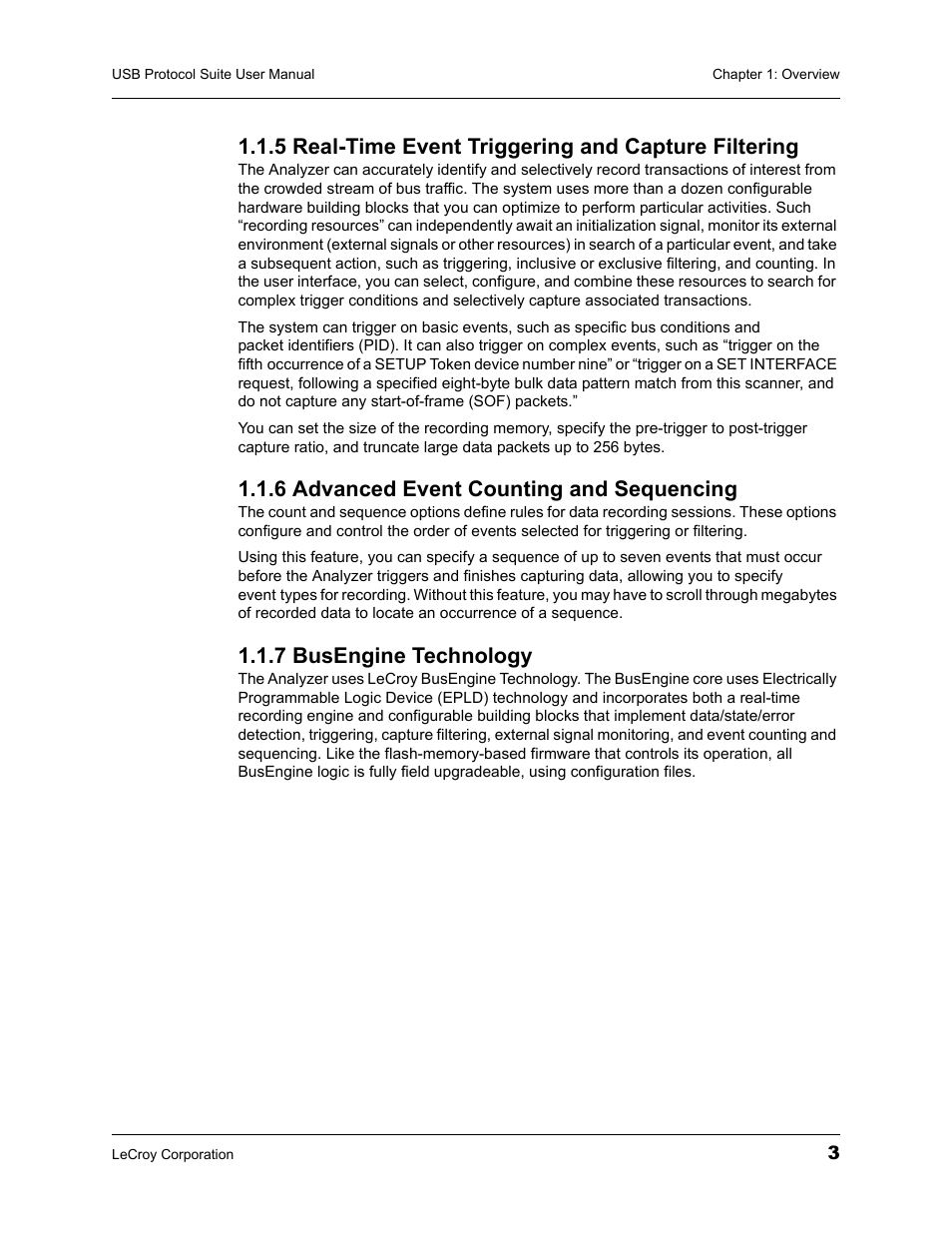 5 real-time event triggering and capture filtering, 6 advanced event counting and sequencing, 7 busengine technology | Teledyne LeCroy USBTracer_Trainer - Users Manual User Manual | Page 17 / 388