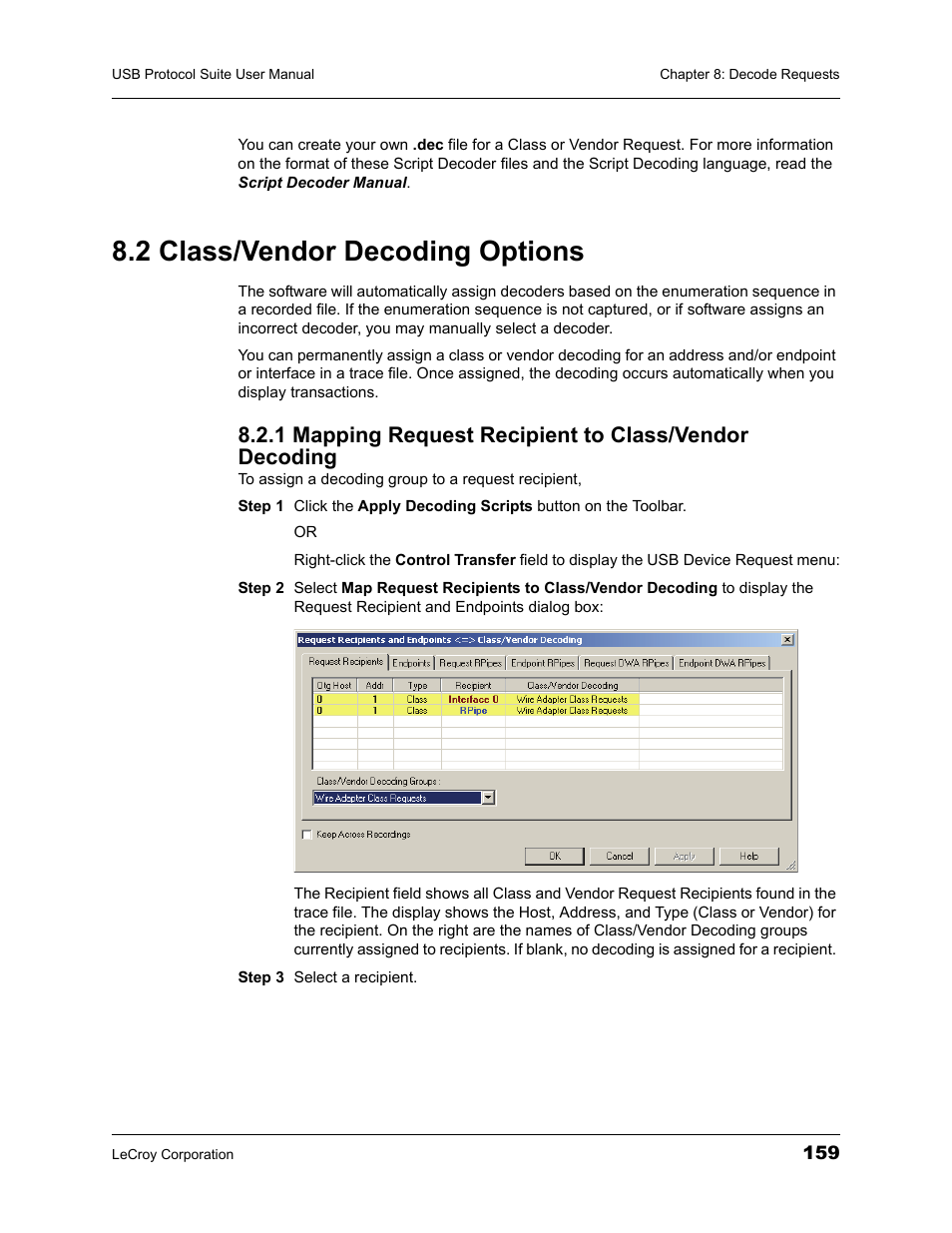 2 class/vendor decoding options | Teledyne LeCroy USBTracer_Trainer - Users Manual User Manual | Page 173 / 388