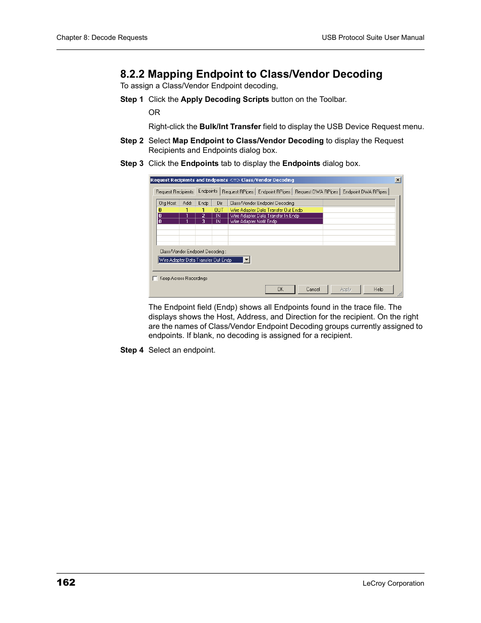 2 mapping endpoint to class/vendor decoding | Teledyne LeCroy USBTracer_Trainer - Users Manual User Manual | Page 176 / 388