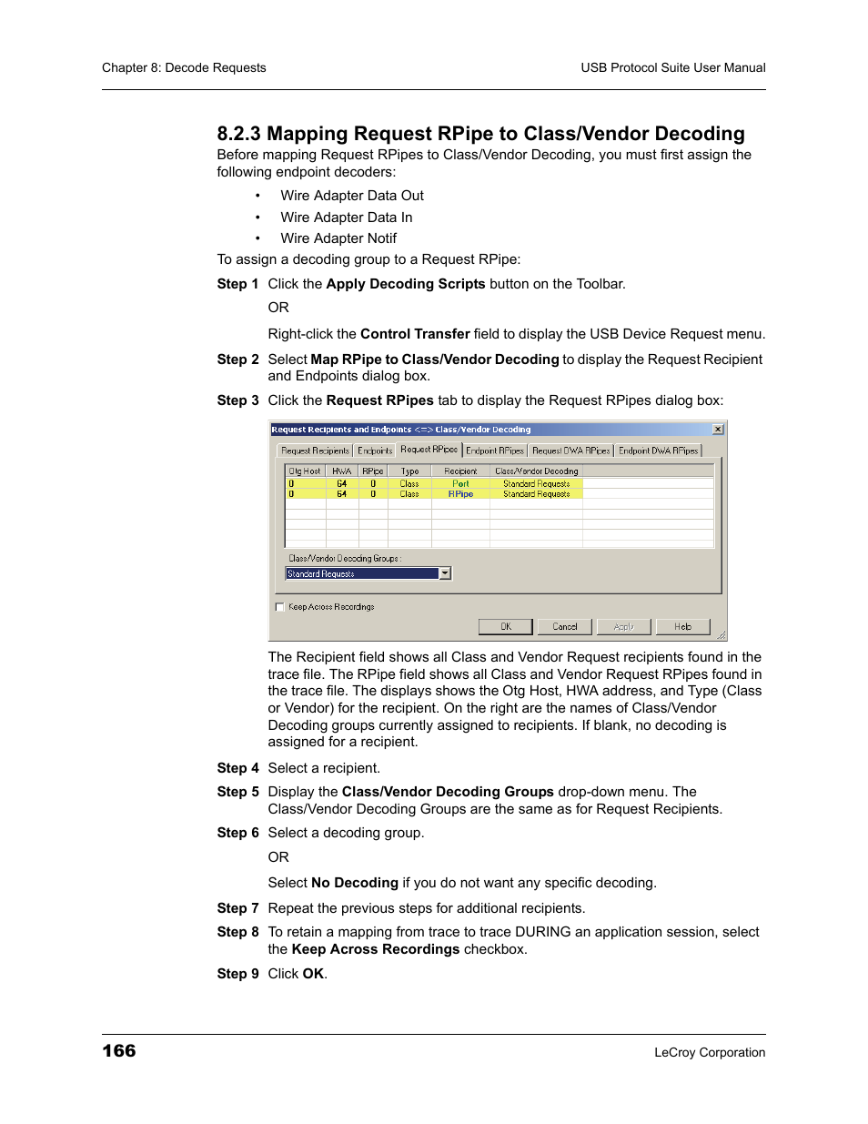 3 mapping request rpipe to class/vendor decoding | Teledyne LeCroy USBTracer_Trainer - Users Manual User Manual | Page 180 / 388