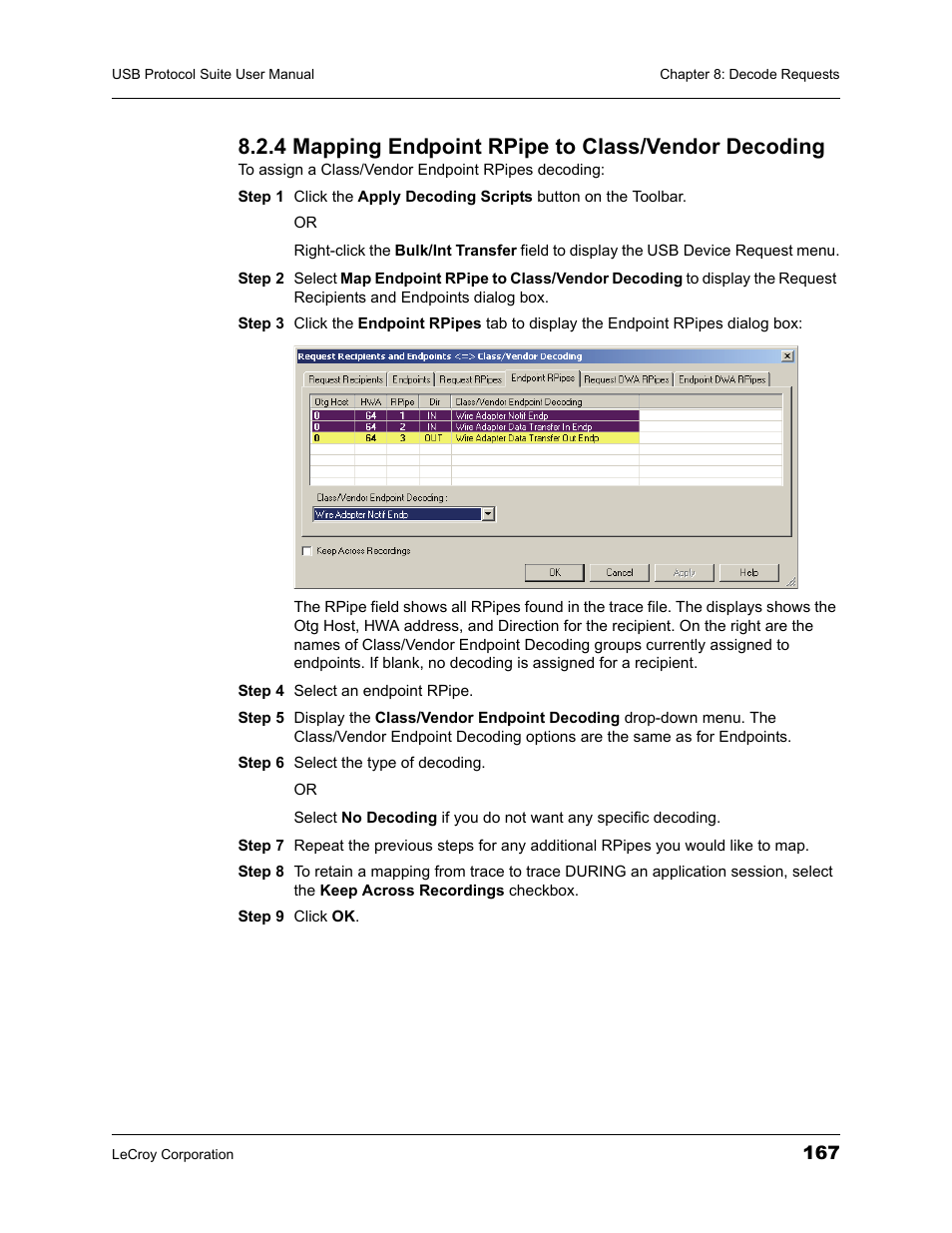 4 mapping endpoint rpipe to class/vendor decoding | Teledyne LeCroy USBTracer_Trainer - Users Manual User Manual | Page 181 / 388