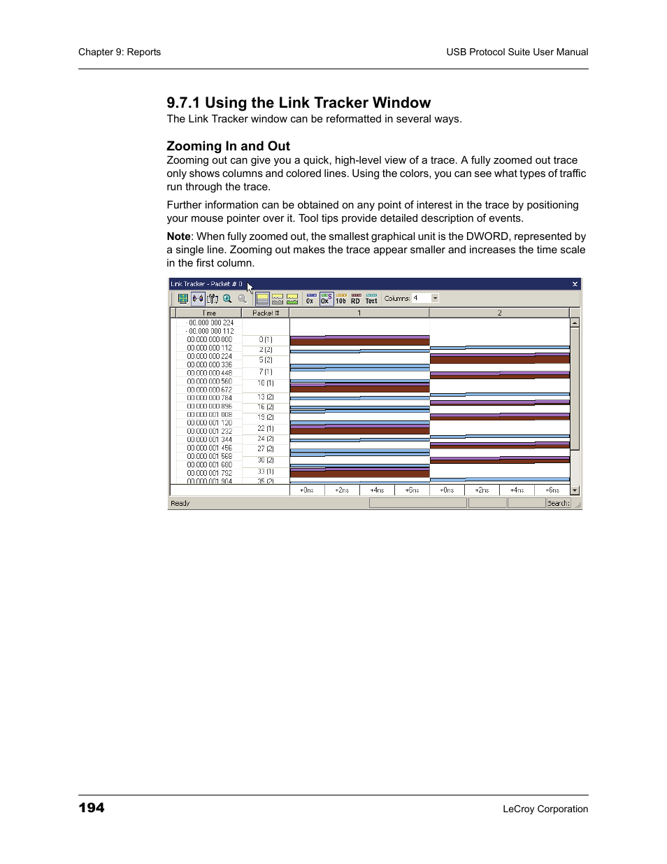 1 using the link tracker window | Teledyne LeCroy USBTracer_Trainer - Users Manual User Manual | Page 208 / 388