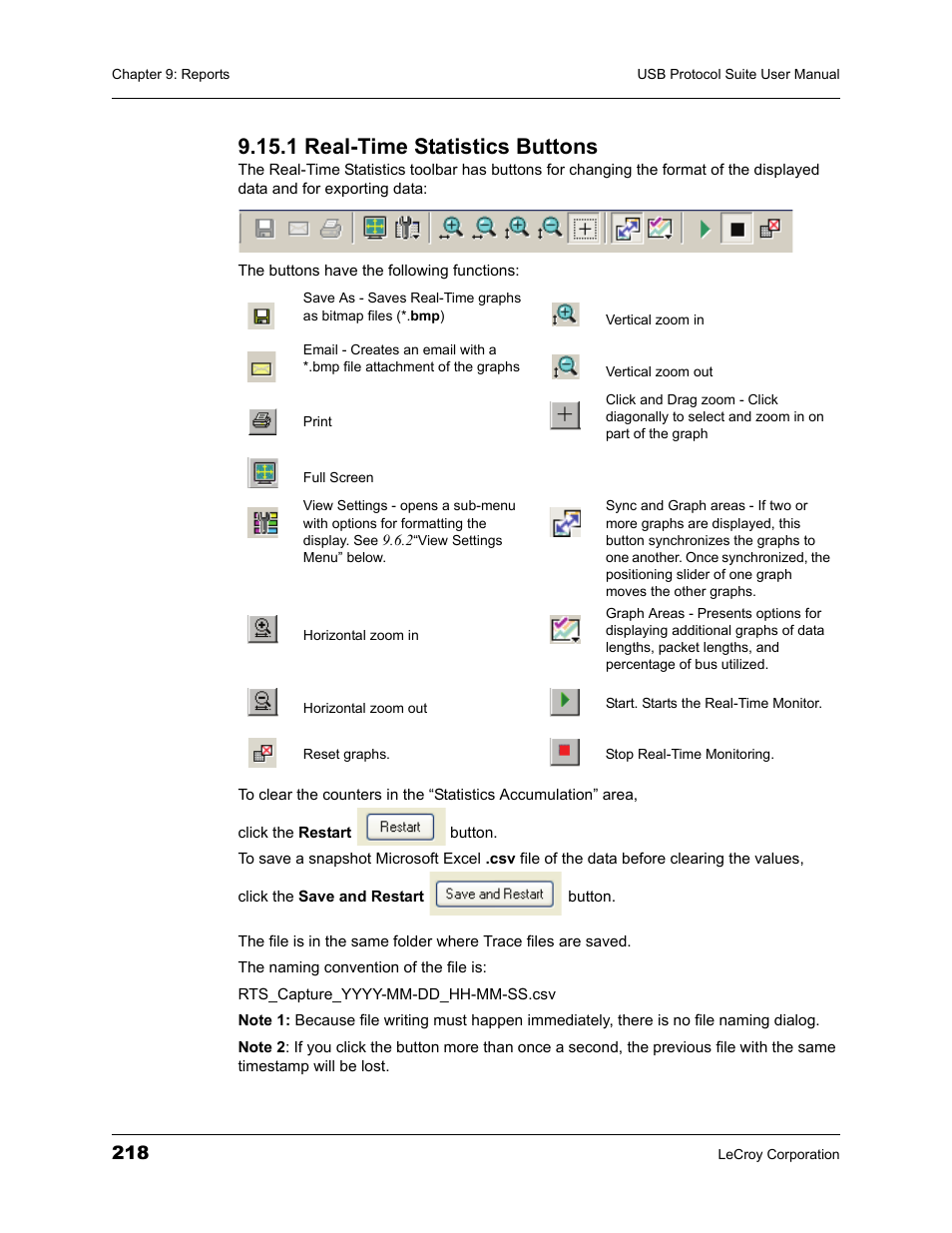 1 real-time statistics buttons | Teledyne LeCroy USBTracer_Trainer - Users Manual User Manual | Page 232 / 388