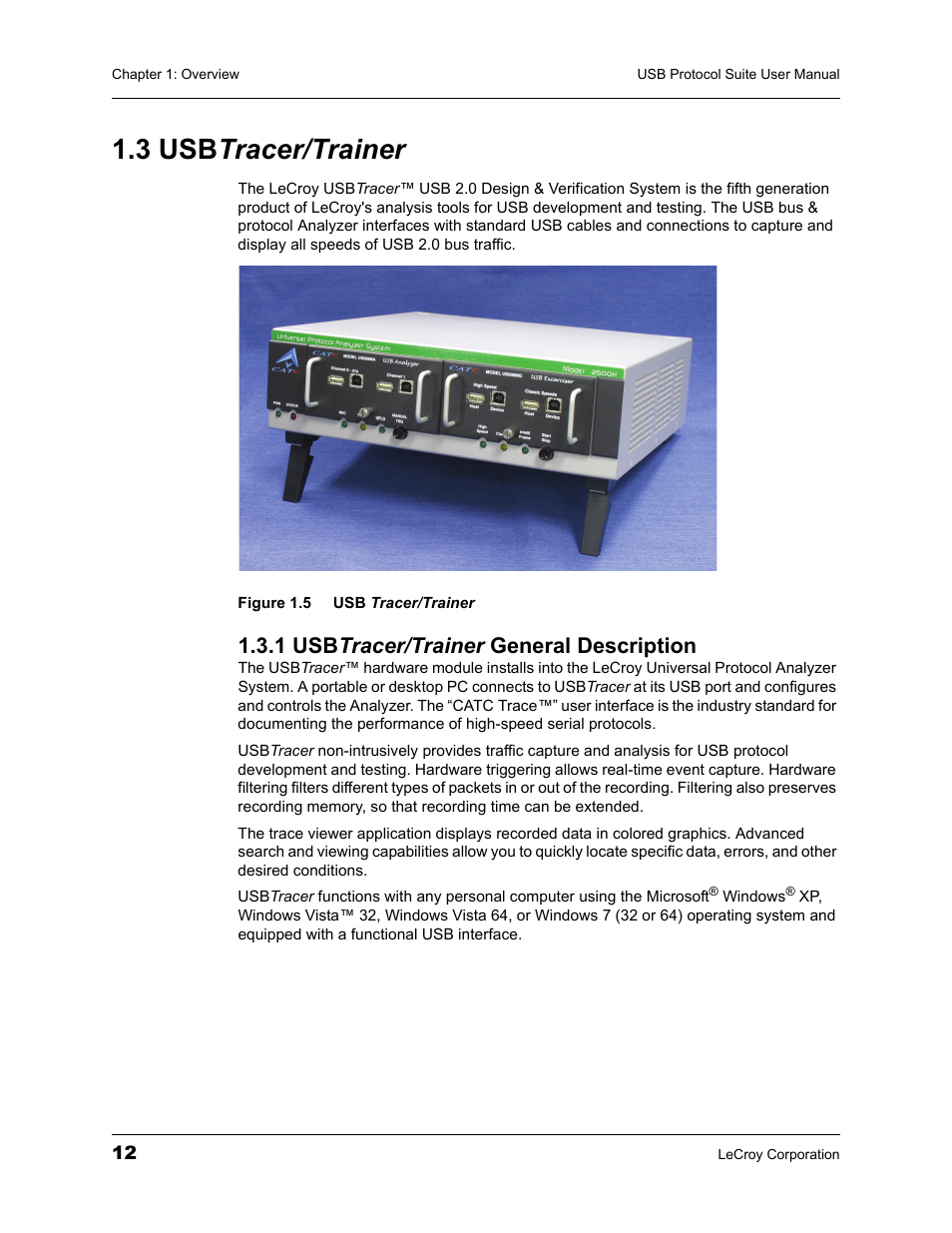 3 usbtracer/trainer, 1 usbtracer/trainer general description, 3 usb tracer/trainer | 1 usb tracer/trainer general description | Teledyne LeCroy USBTracer_Trainer - Users Manual User Manual | Page 26 / 388