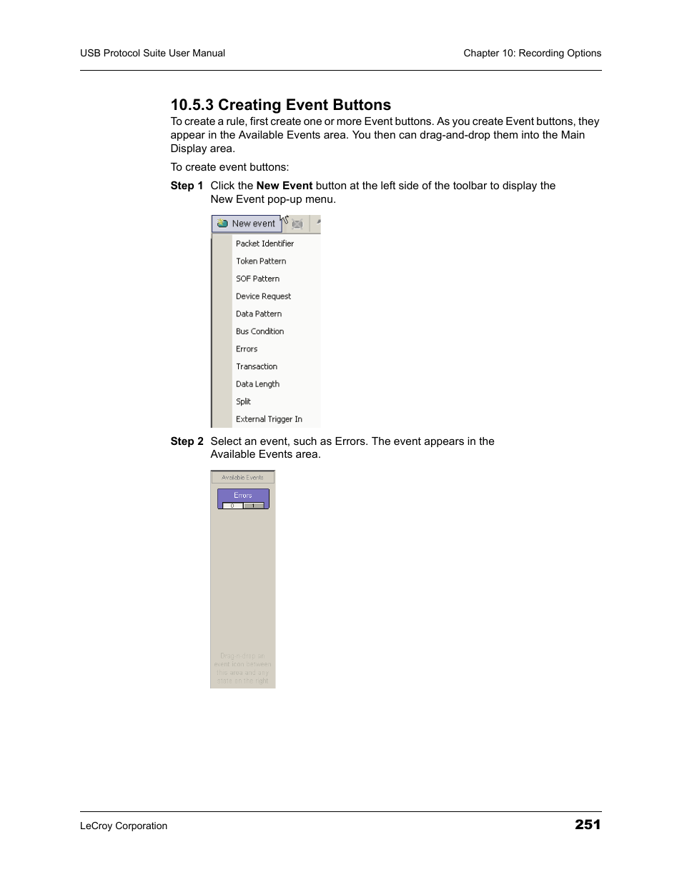 3 creating event buttons | Teledyne LeCroy USBTracer_Trainer - Users Manual User Manual | Page 265 / 388