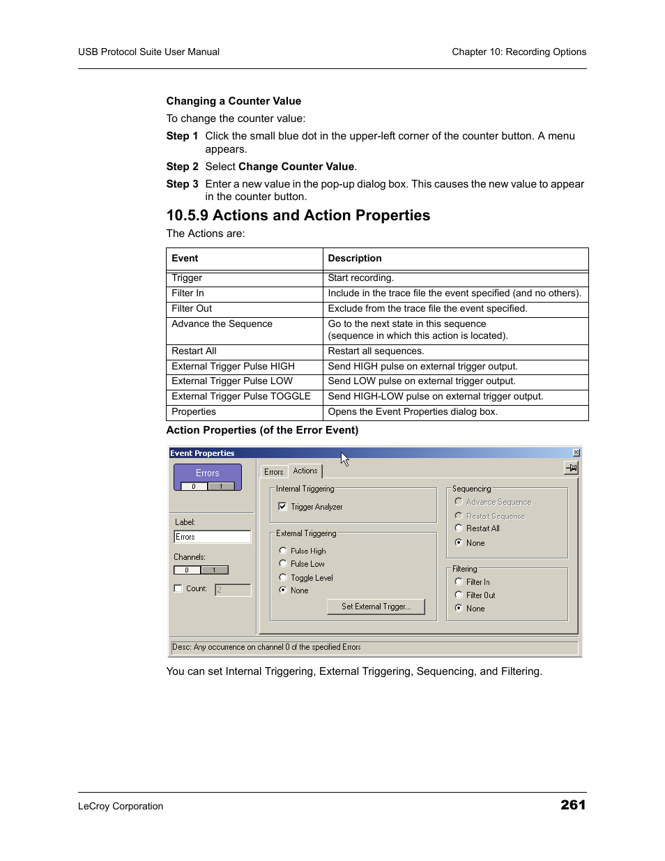 9 actions and action properties | Teledyne LeCroy USBTracer_Trainer - Users Manual User Manual | Page 275 / 388