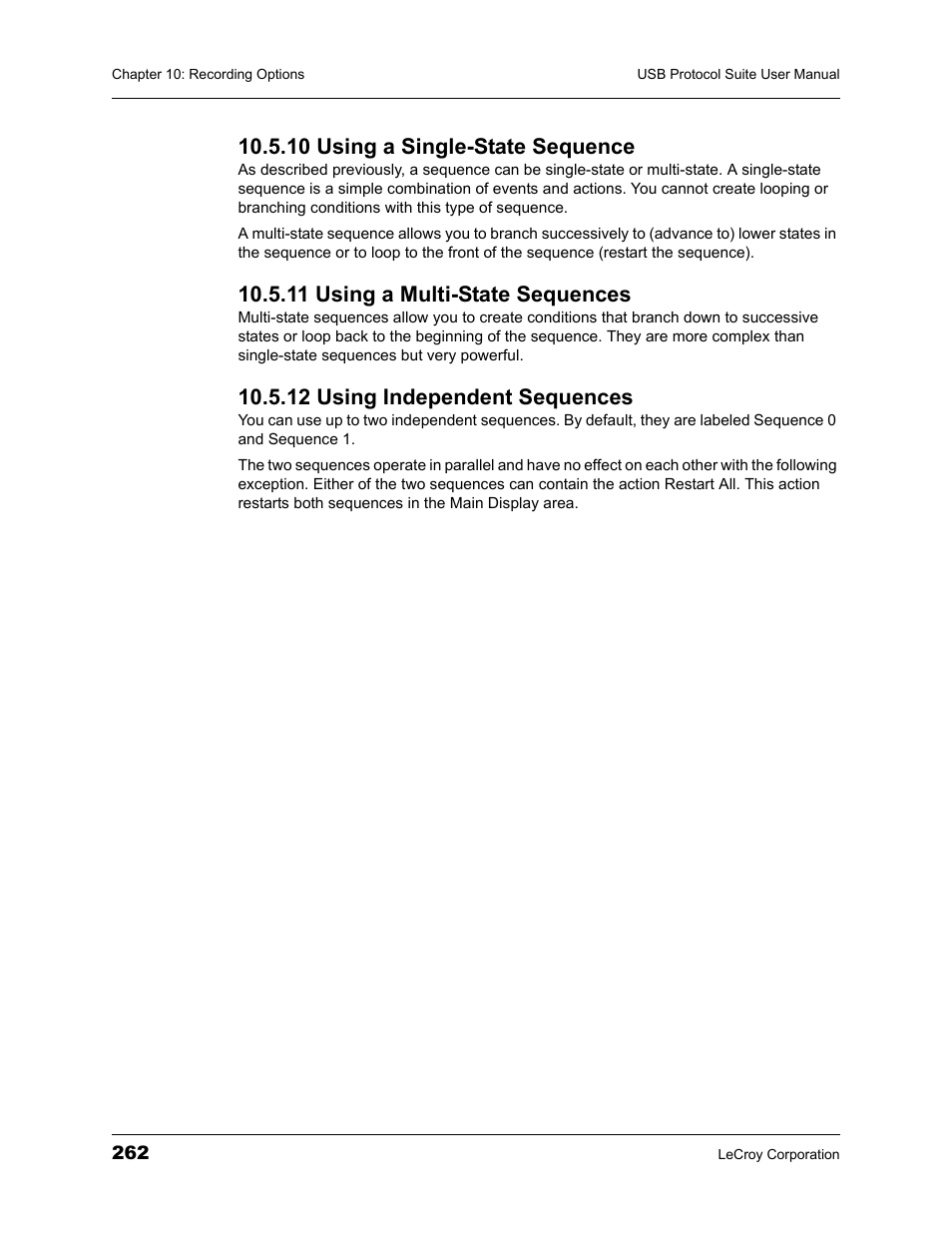 10 using a single-state sequence, 11 using a multi-state sequences, 12 using independent sequences | Teledyne LeCroy USBTracer_Trainer - Users Manual User Manual | Page 276 / 388