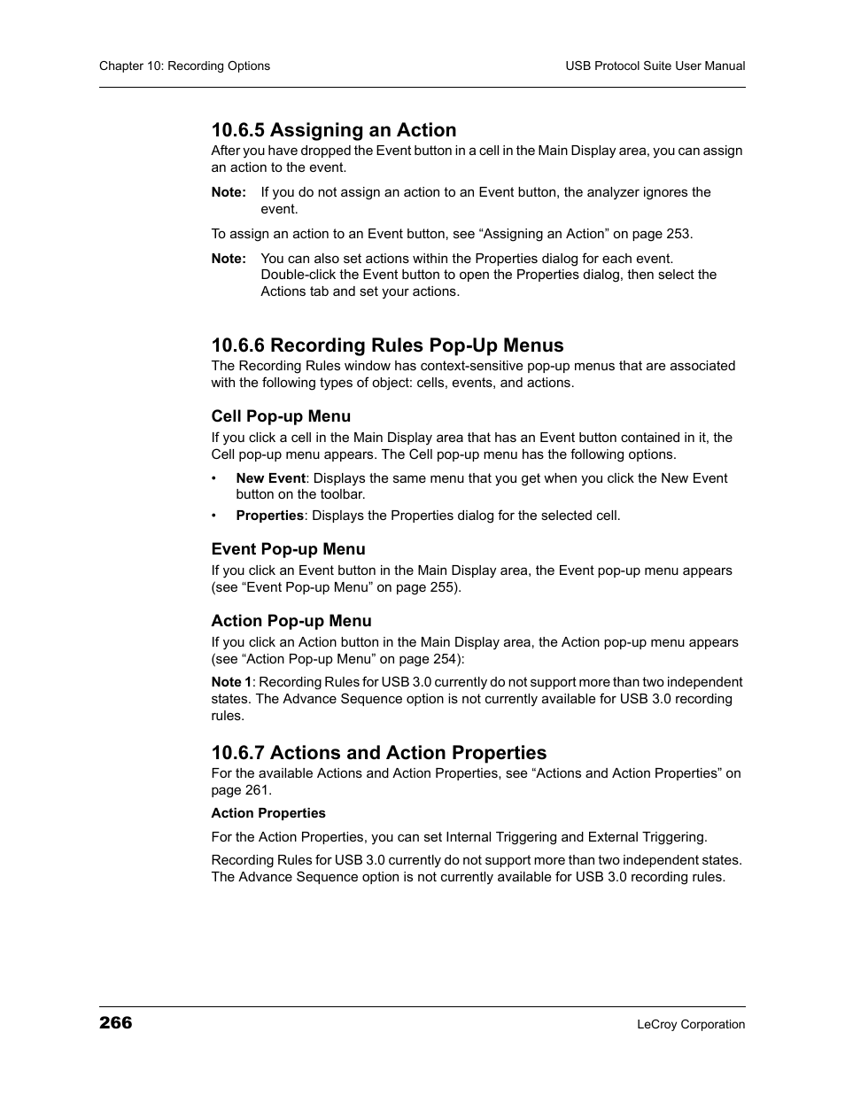 5 assigning an action, 6 recording rules pop-up menus, 7 actions and action properties | Teledyne LeCroy USBTracer_Trainer - Users Manual User Manual | Page 280 / 388