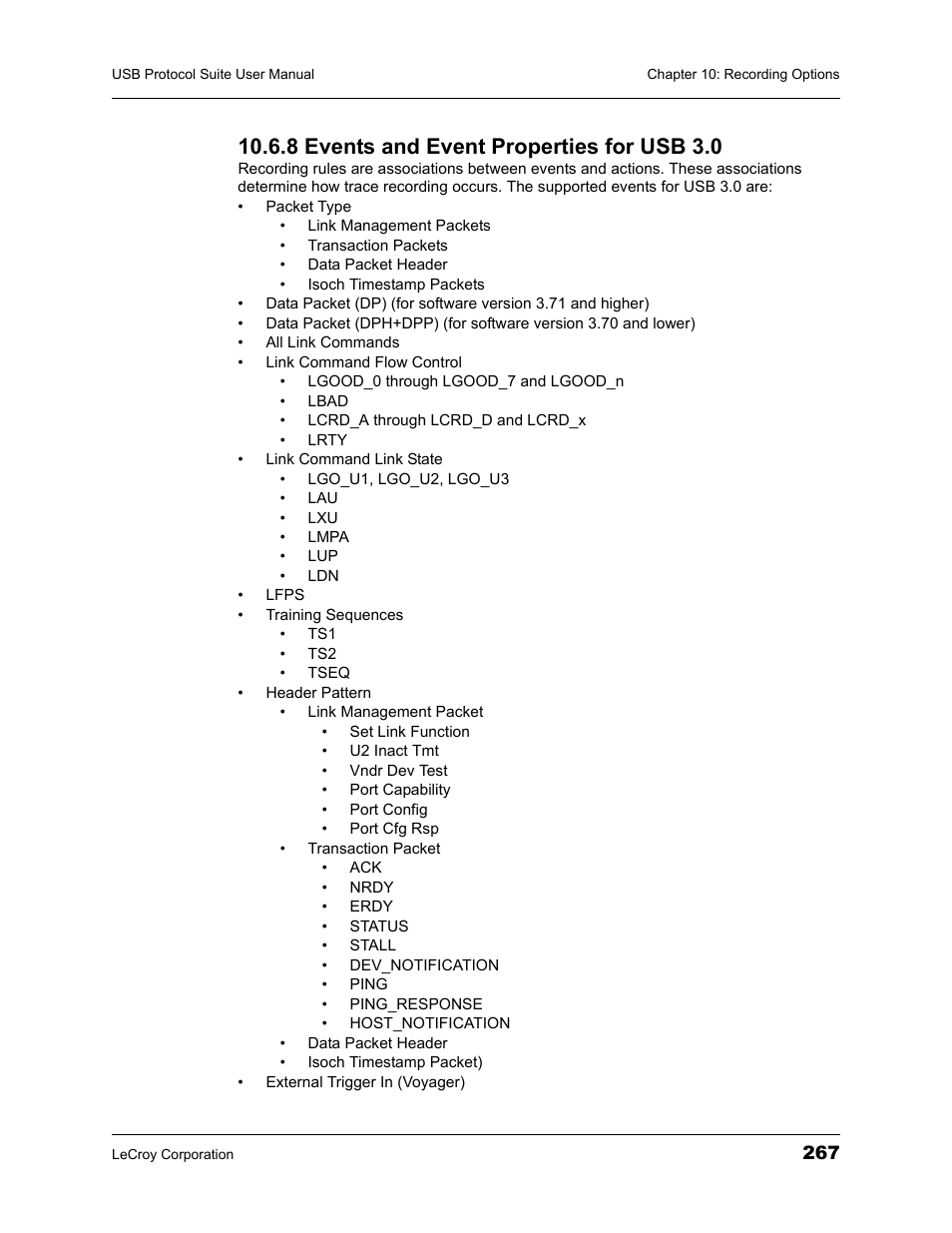 8 events and event properties for usb 3.0 | Teledyne LeCroy USBTracer_Trainer - Users Manual User Manual | Page 281 / 388