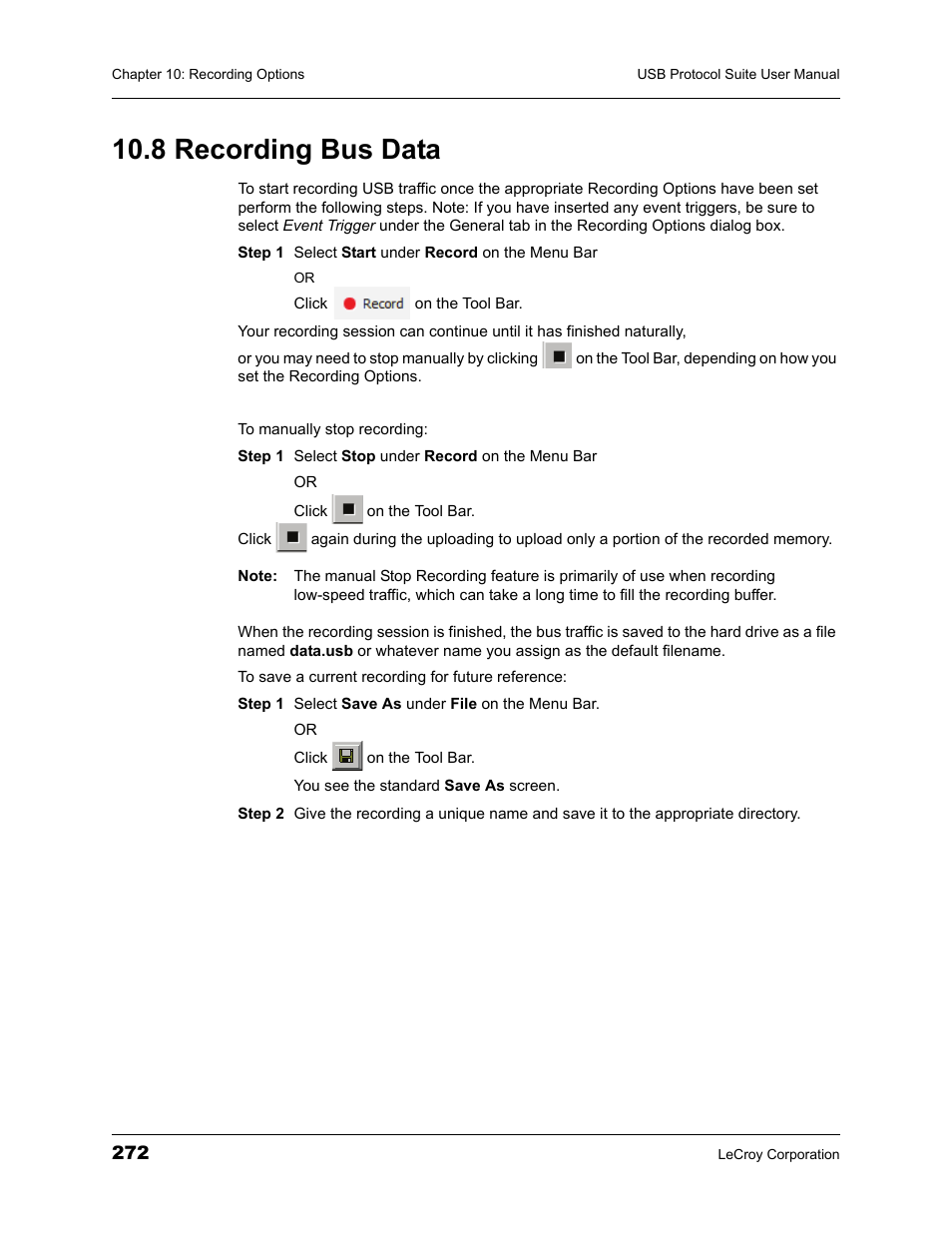 8 recording bus data | Teledyne LeCroy USBTracer_Trainer - Users Manual User Manual | Page 286 / 388