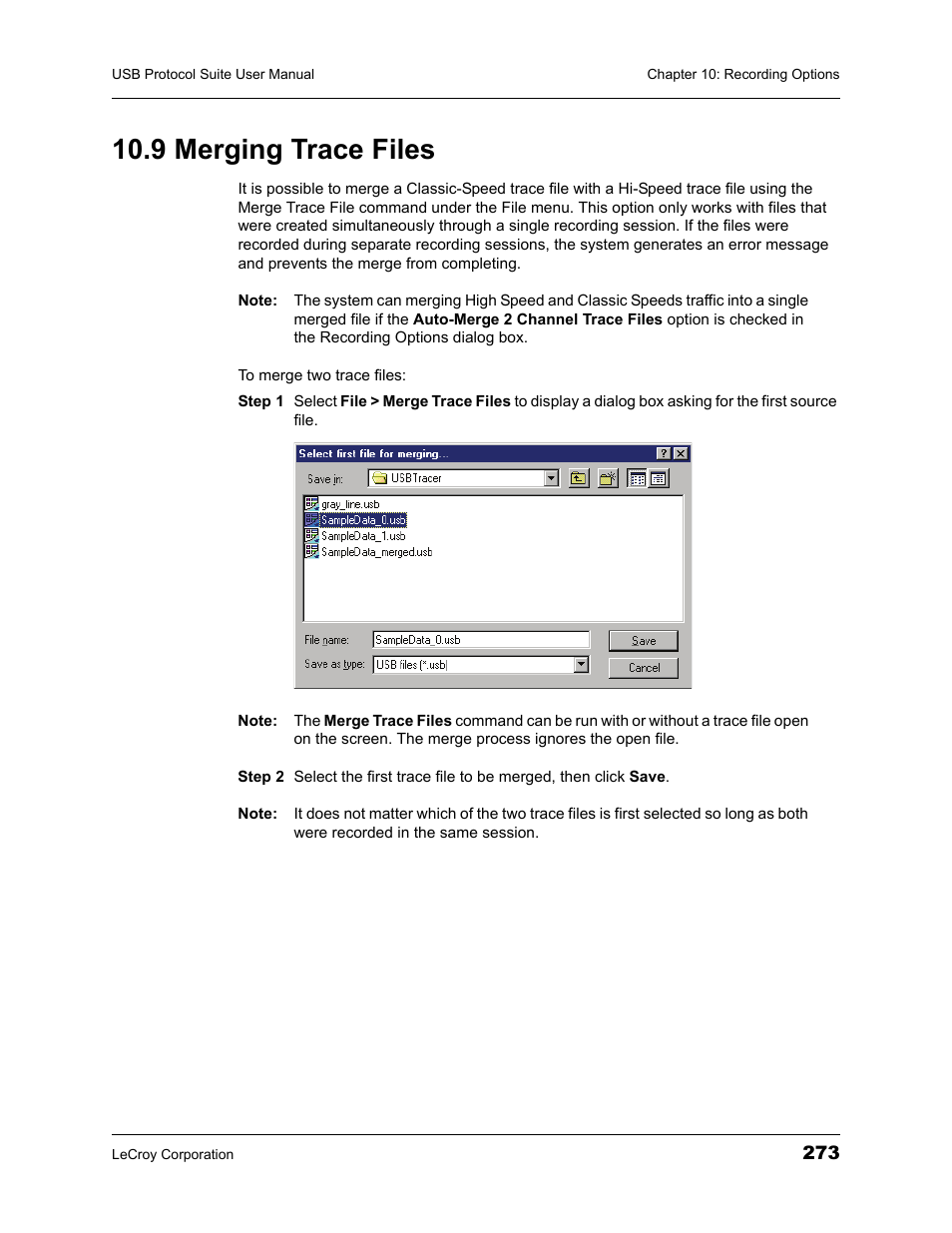 9 merging trace files | Teledyne LeCroy USBTracer_Trainer - Users Manual User Manual | Page 287 / 388