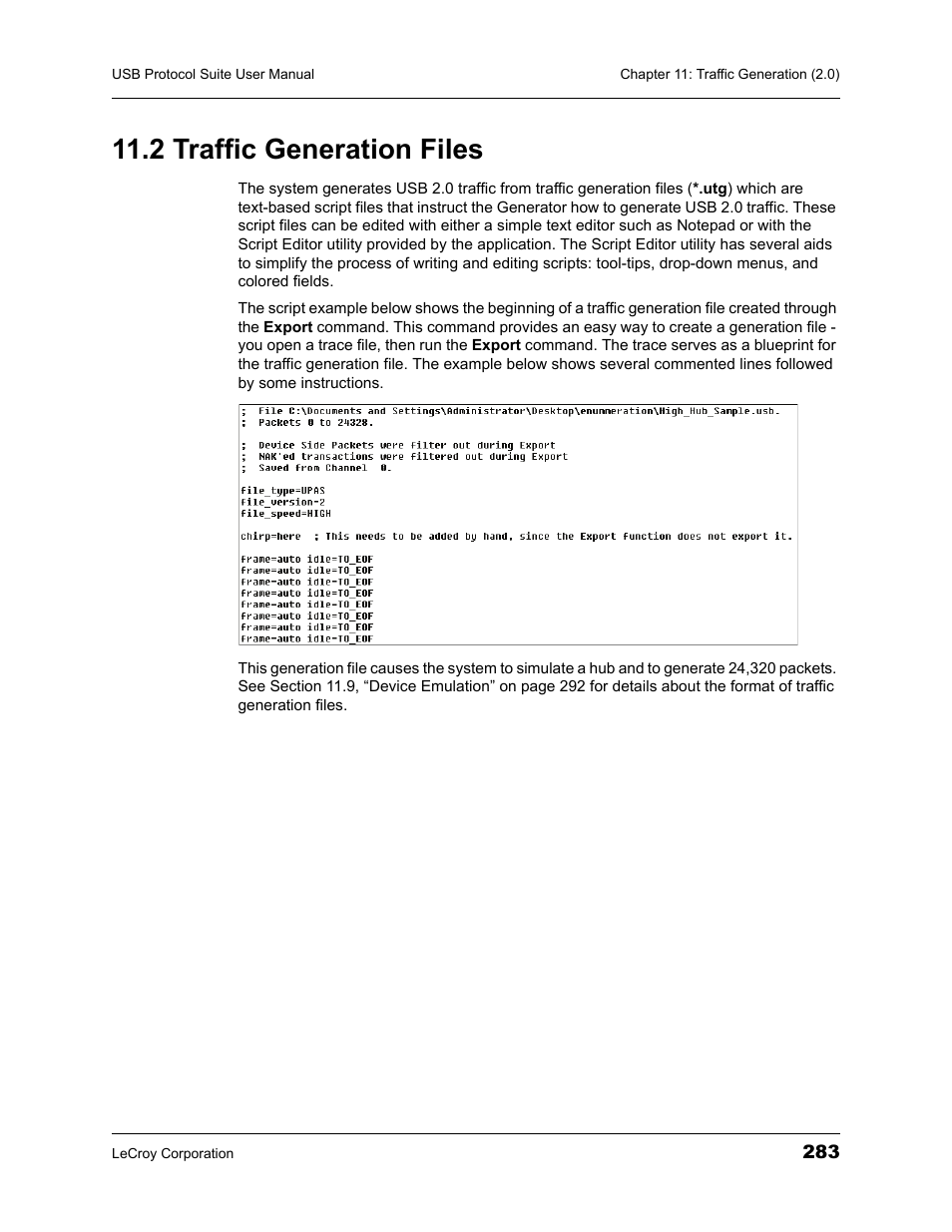 2 traffic generation files | Teledyne LeCroy USBTracer_Trainer - Users Manual User Manual | Page 297 / 388
