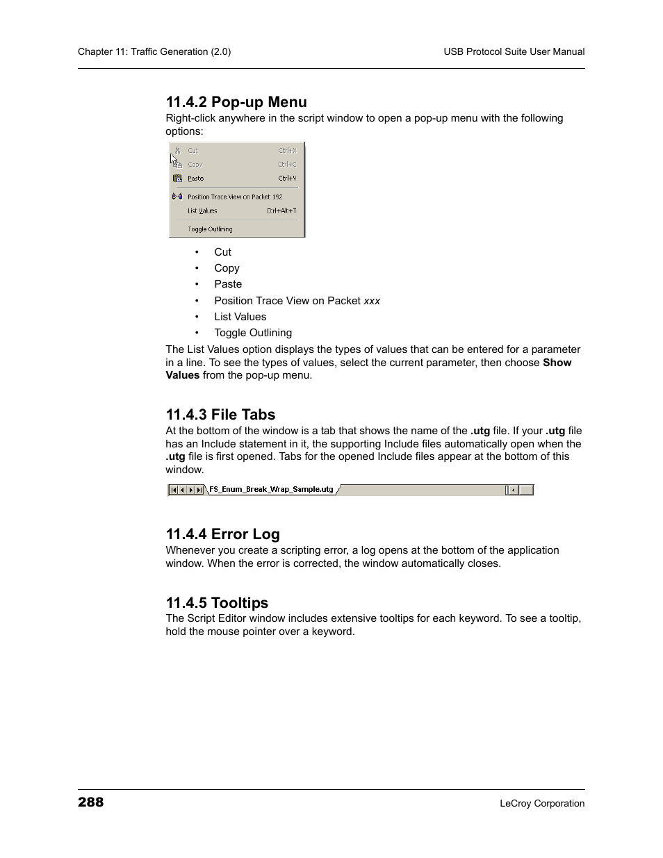 2 pop-up menu, 3 file tabs, 4 error log | 5 tooltips | Teledyne LeCroy USBTracer_Trainer - Users Manual User Manual | Page 302 / 388