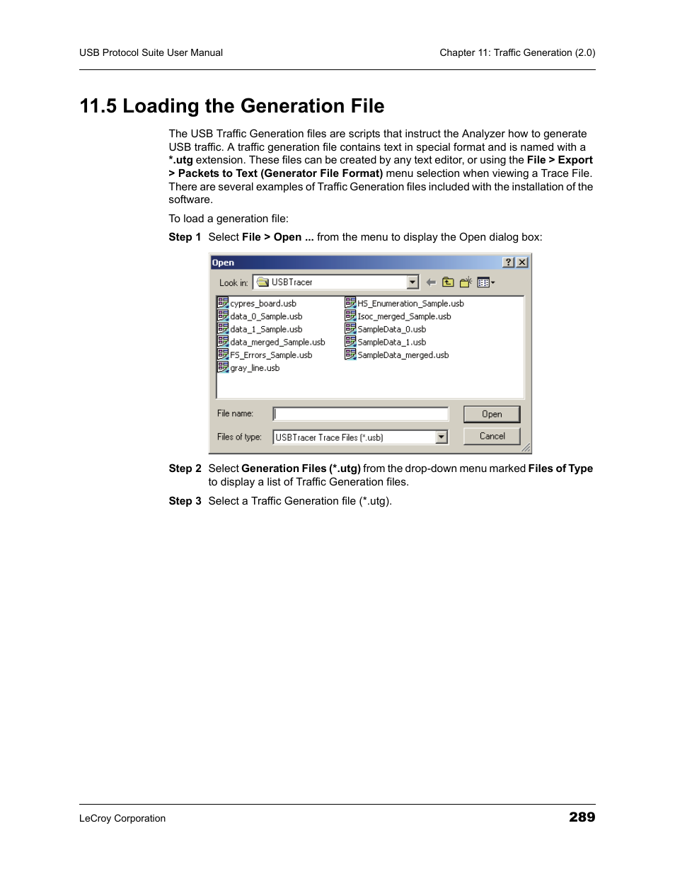 5 loading the generation file | Teledyne LeCroy USBTracer_Trainer - Users Manual User Manual | Page 303 / 388