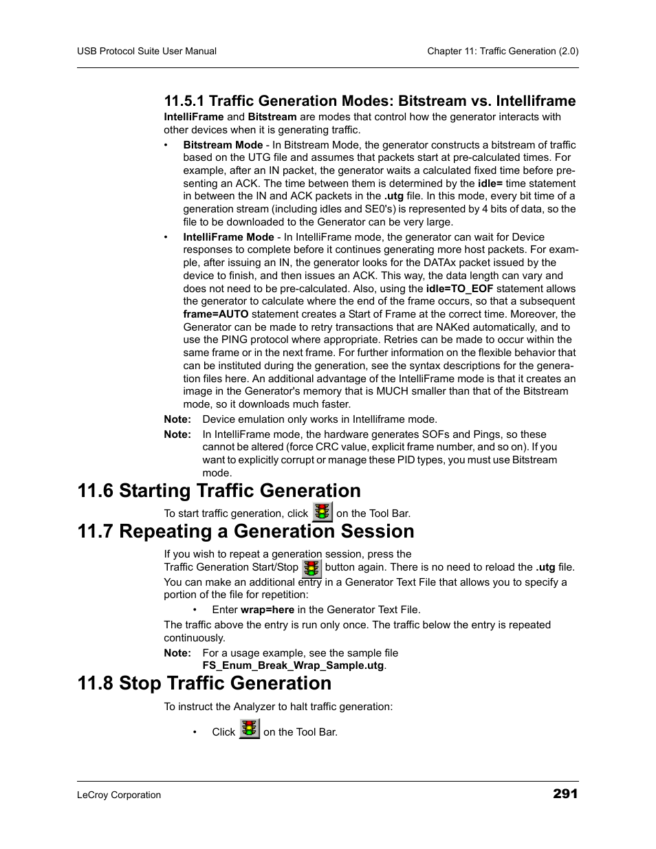 6 starting traffic generation, 7 repeating a generation session, 8 stop traffic generation | Teledyne LeCroy USBTracer_Trainer - Users Manual User Manual | Page 305 / 388