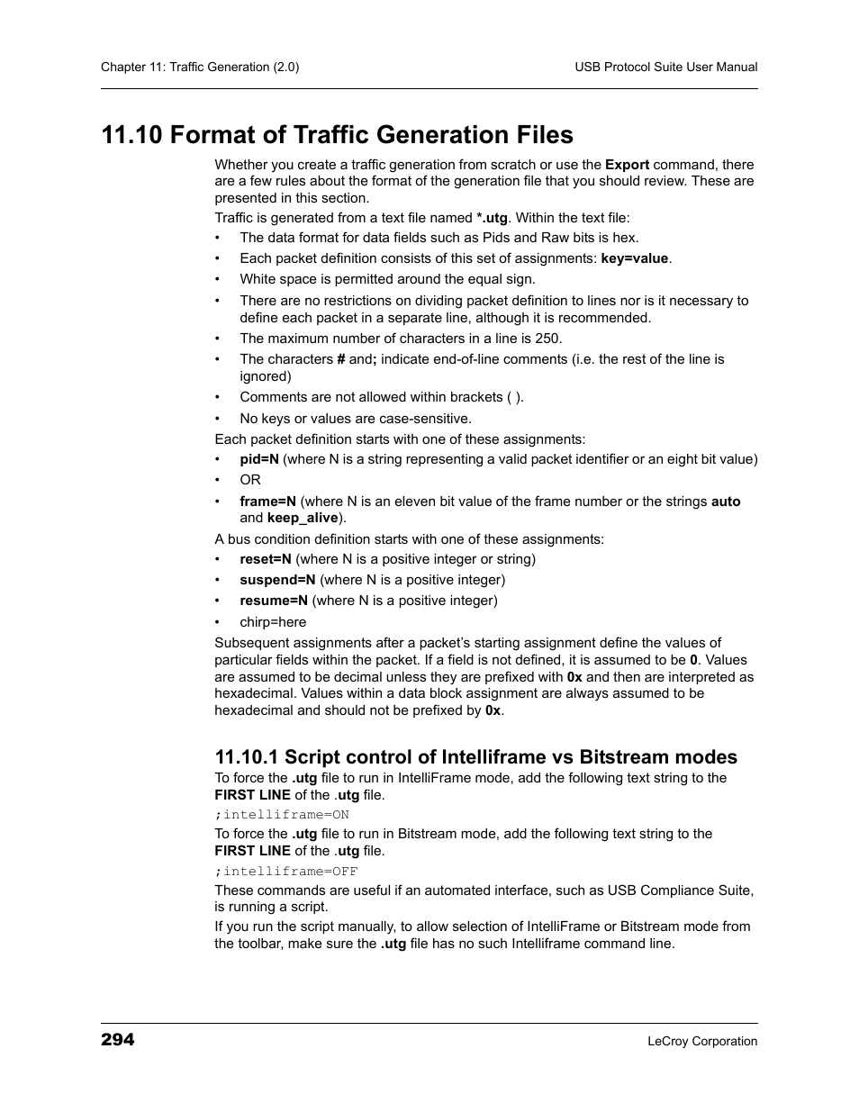 10 format of traffic generation files | Teledyne LeCroy USBTracer_Trainer - Users Manual User Manual | Page 308 / 388