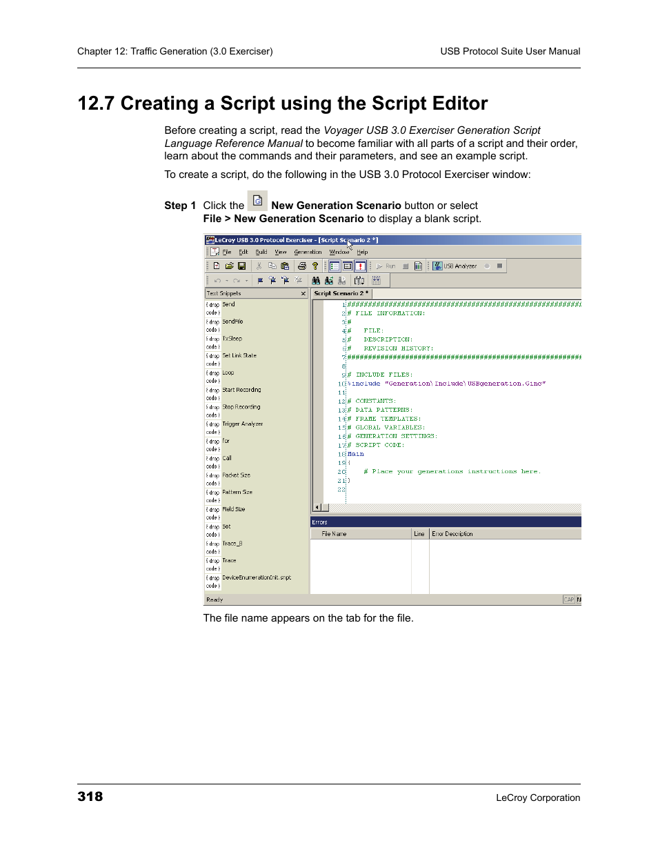 7 creating a script using the script editor | Teledyne LeCroy USBTracer_Trainer - Users Manual User Manual | Page 332 / 388
