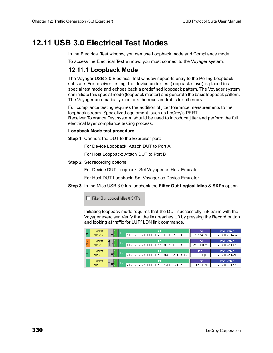 11 usb 3.0 electrical test modes, 1 loopback mode | Teledyne LeCroy USBTracer_Trainer - Users Manual User Manual | Page 344 / 388