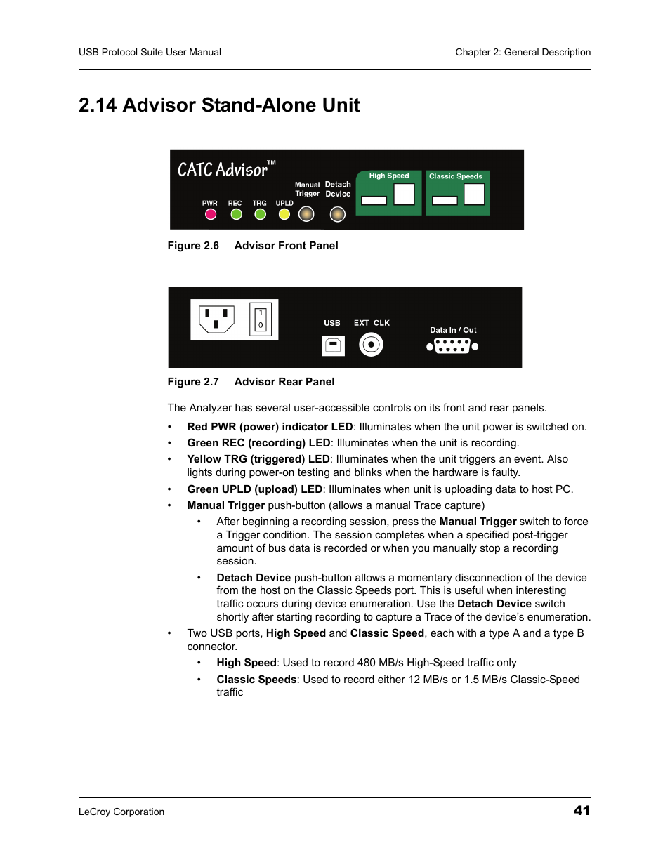 14 advisor stand-alone unit | Teledyne LeCroy USBTracer_Trainer - Users Manual User Manual | Page 55 / 388