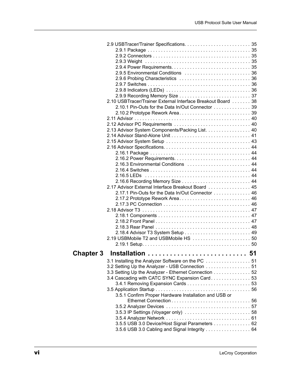 Chapter 3 installation | Teledyne LeCroy USBTracer_Trainer - Users Manual User Manual | Page 6 / 388