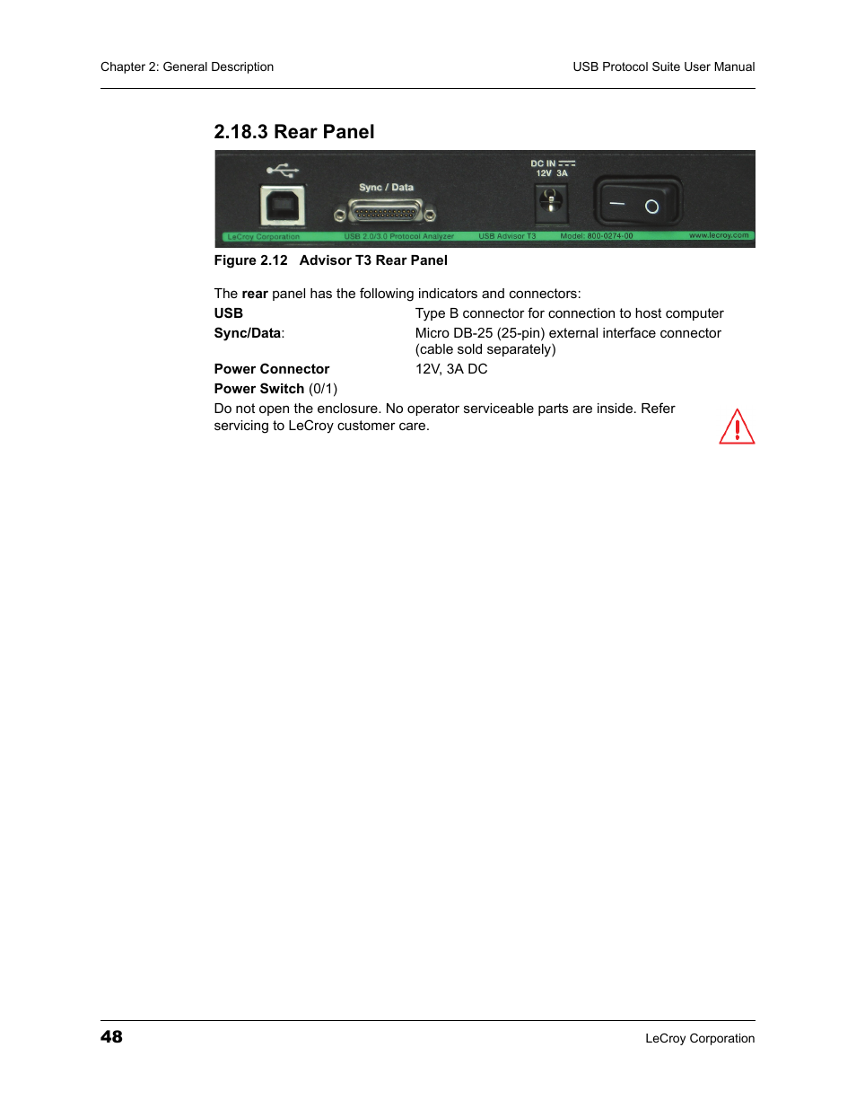 3 rear panel | Teledyne LeCroy USBTracer_Trainer - Users Manual User Manual | Page 62 / 388